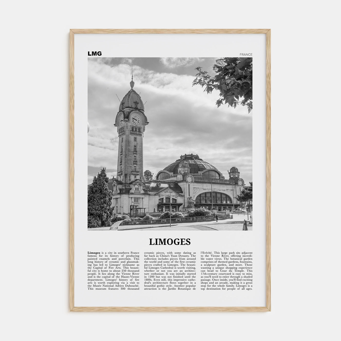 Limoges Travel B&W Poster