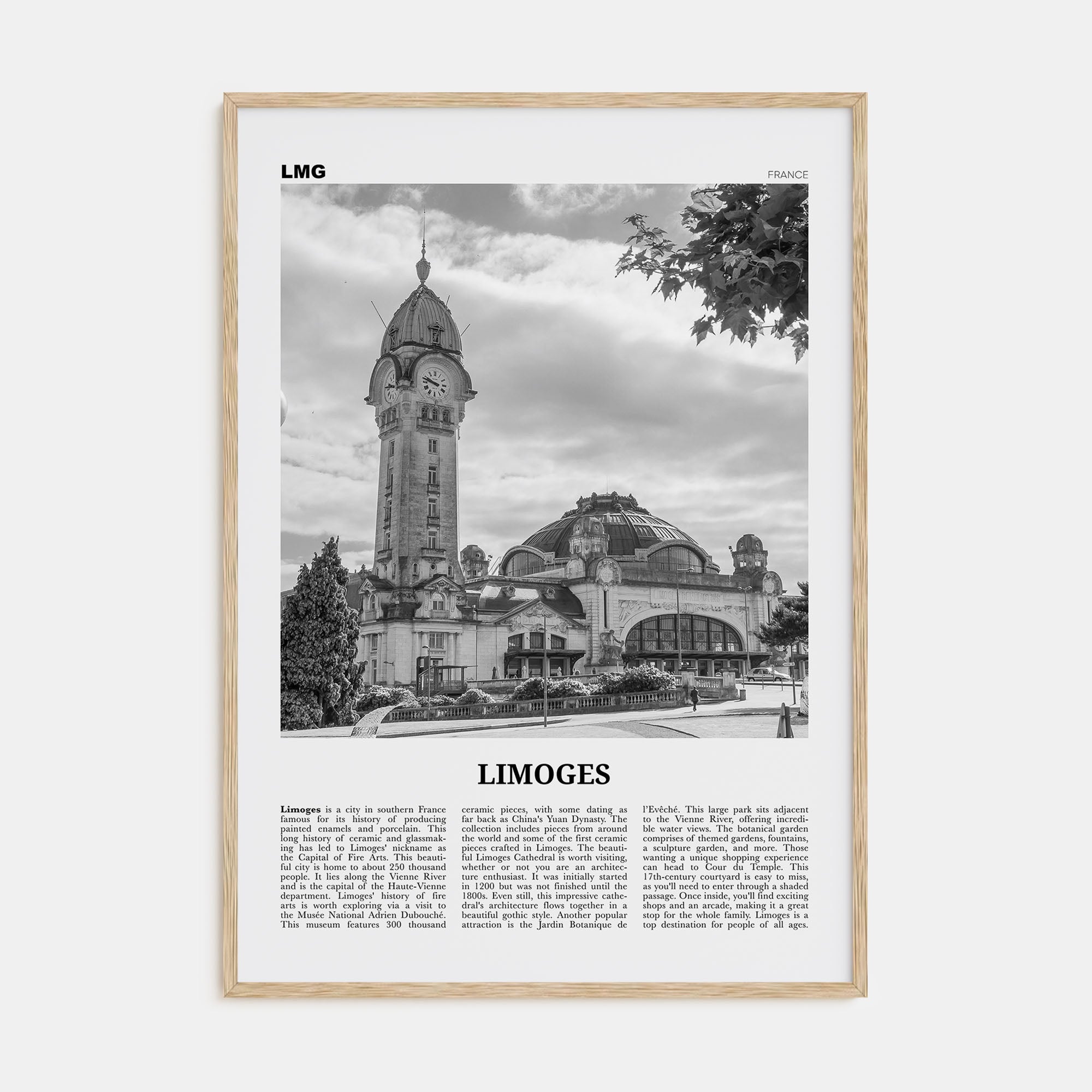 Limoges Travel B&W Poster