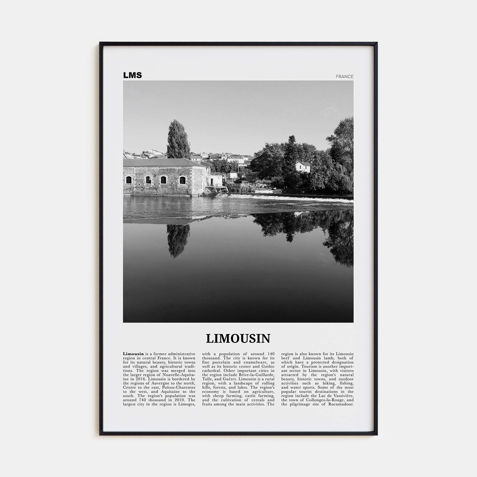 Limousin Travel B&W Poster