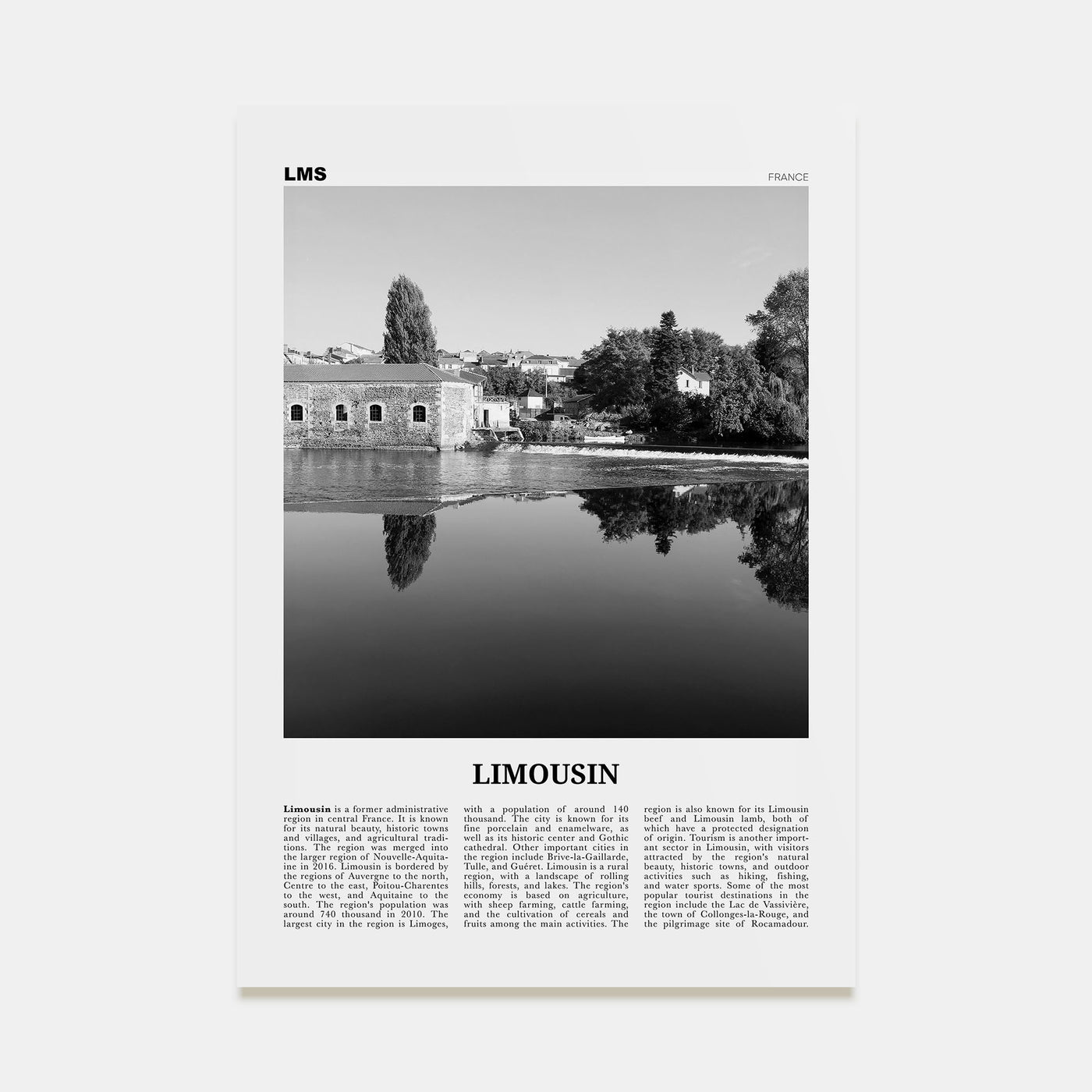 Limousin Travel B&W Poster