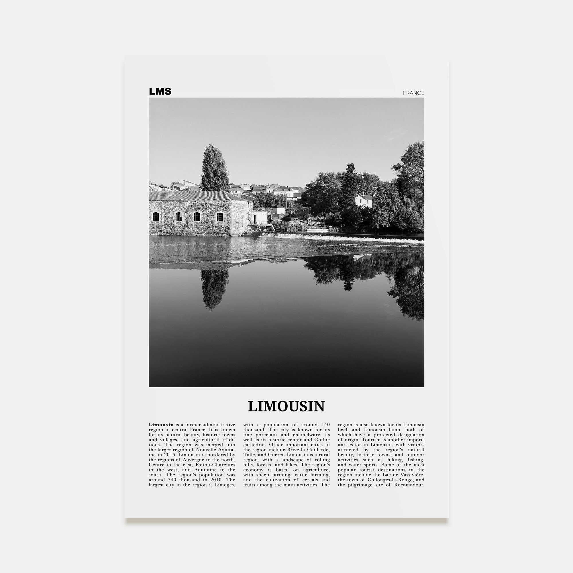 Limousin Travel B&W Poster