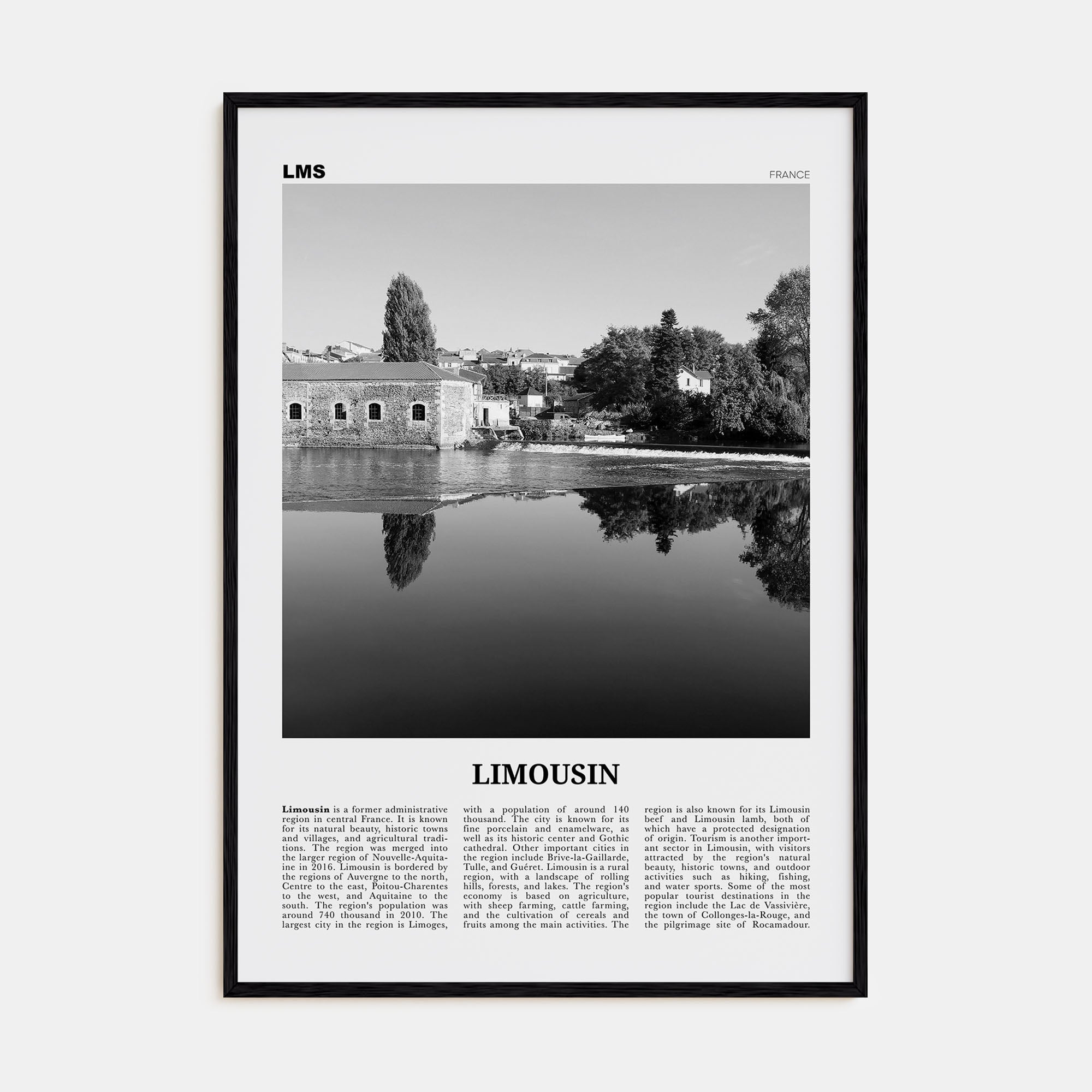 Limousin Travel B&W Poster