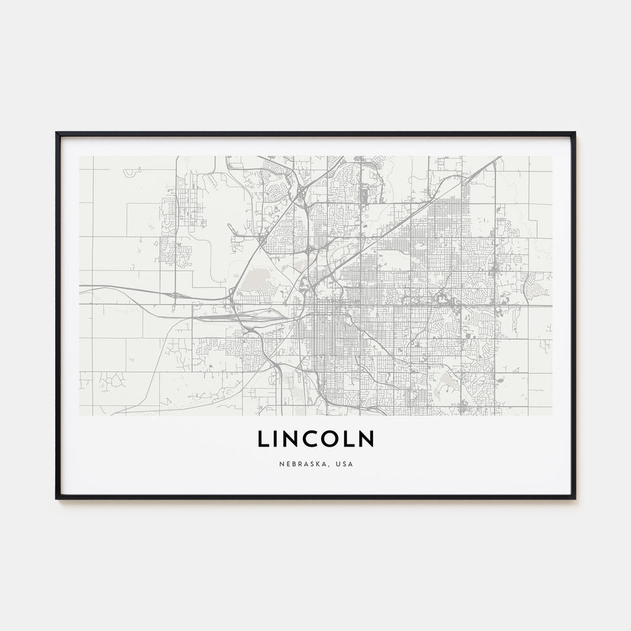 Lincoln Map Landscape Poster