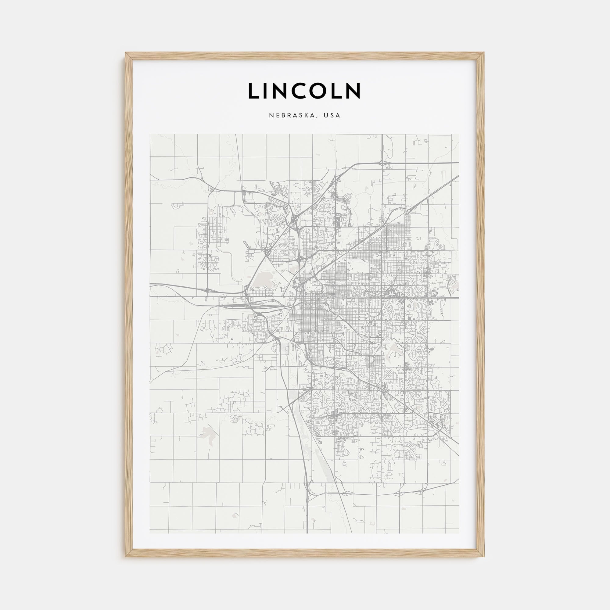 Lincoln Map Portrait Poster