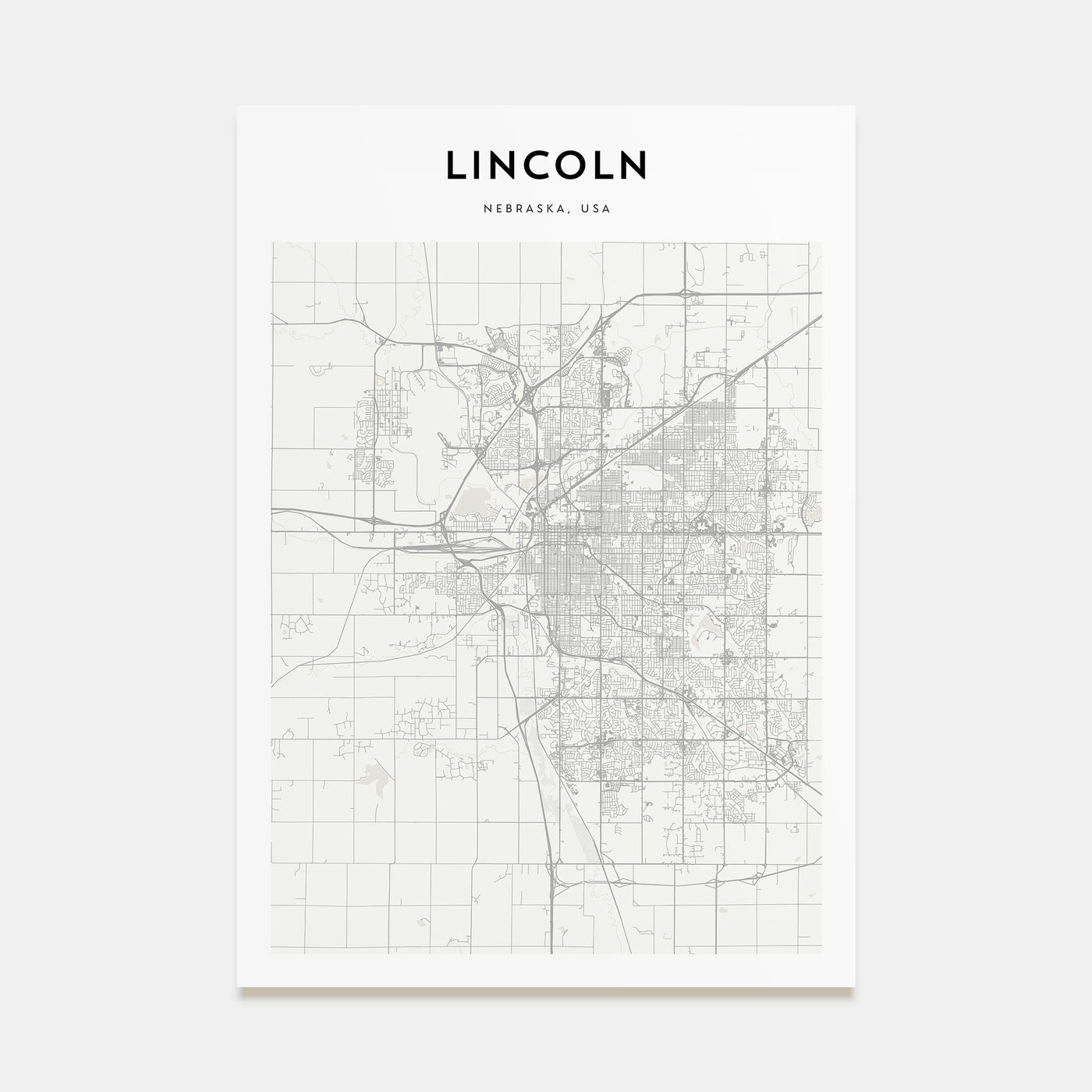 Lincoln Map Portrait Poster