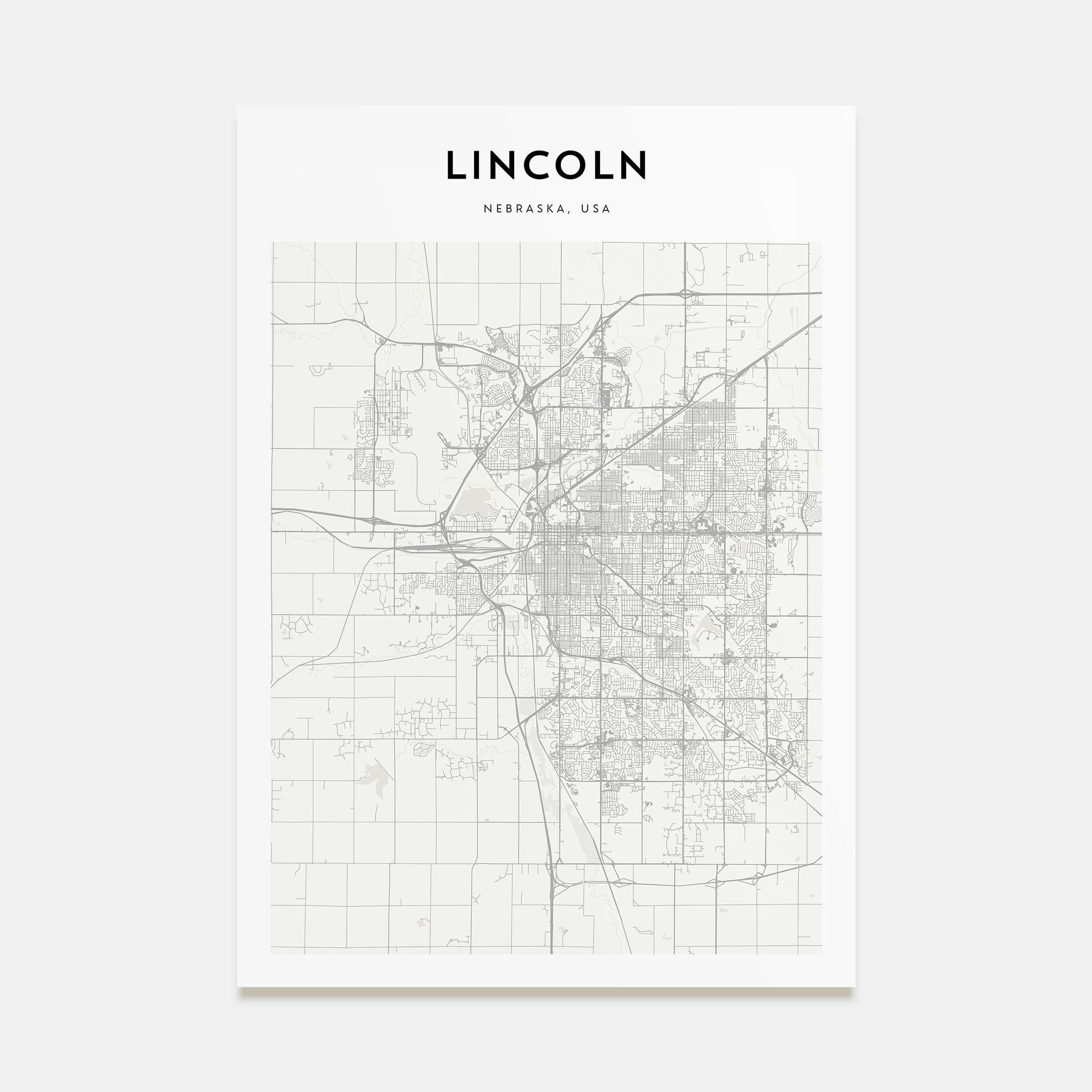 Lincoln Map Portrait Poster