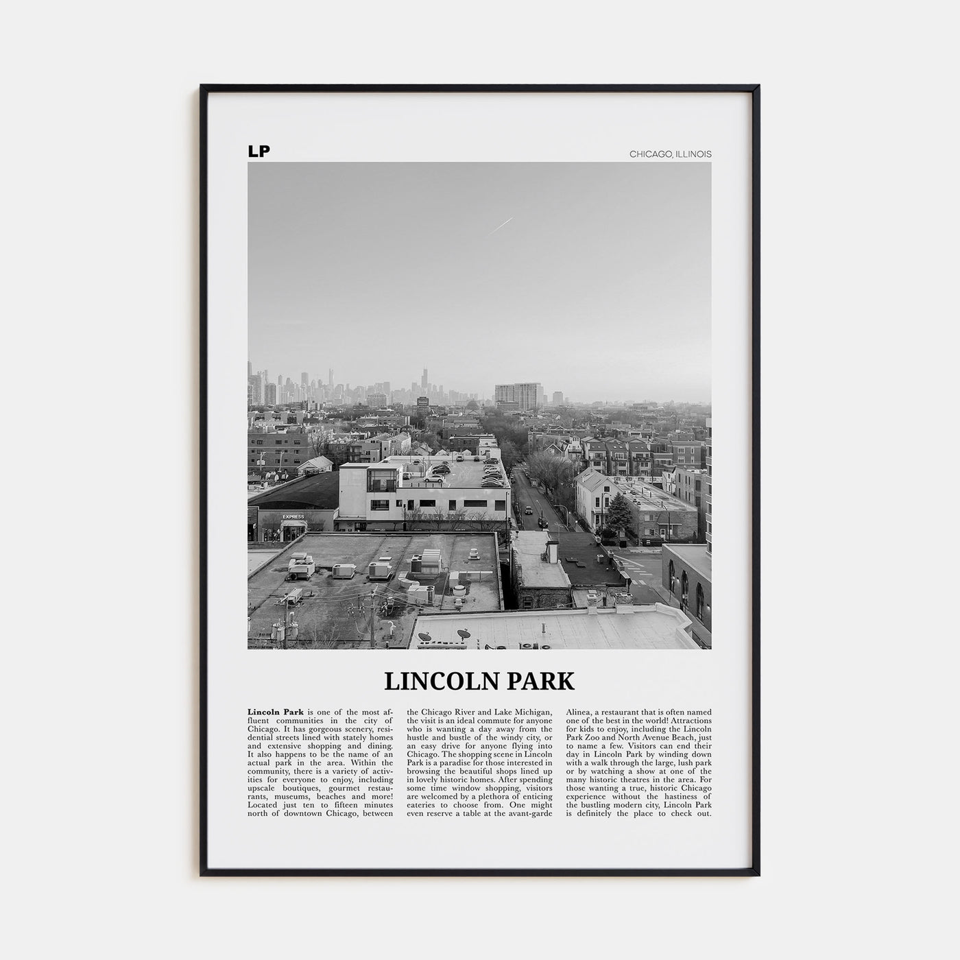 Lincoln Park Travel B&W No 2 Poster