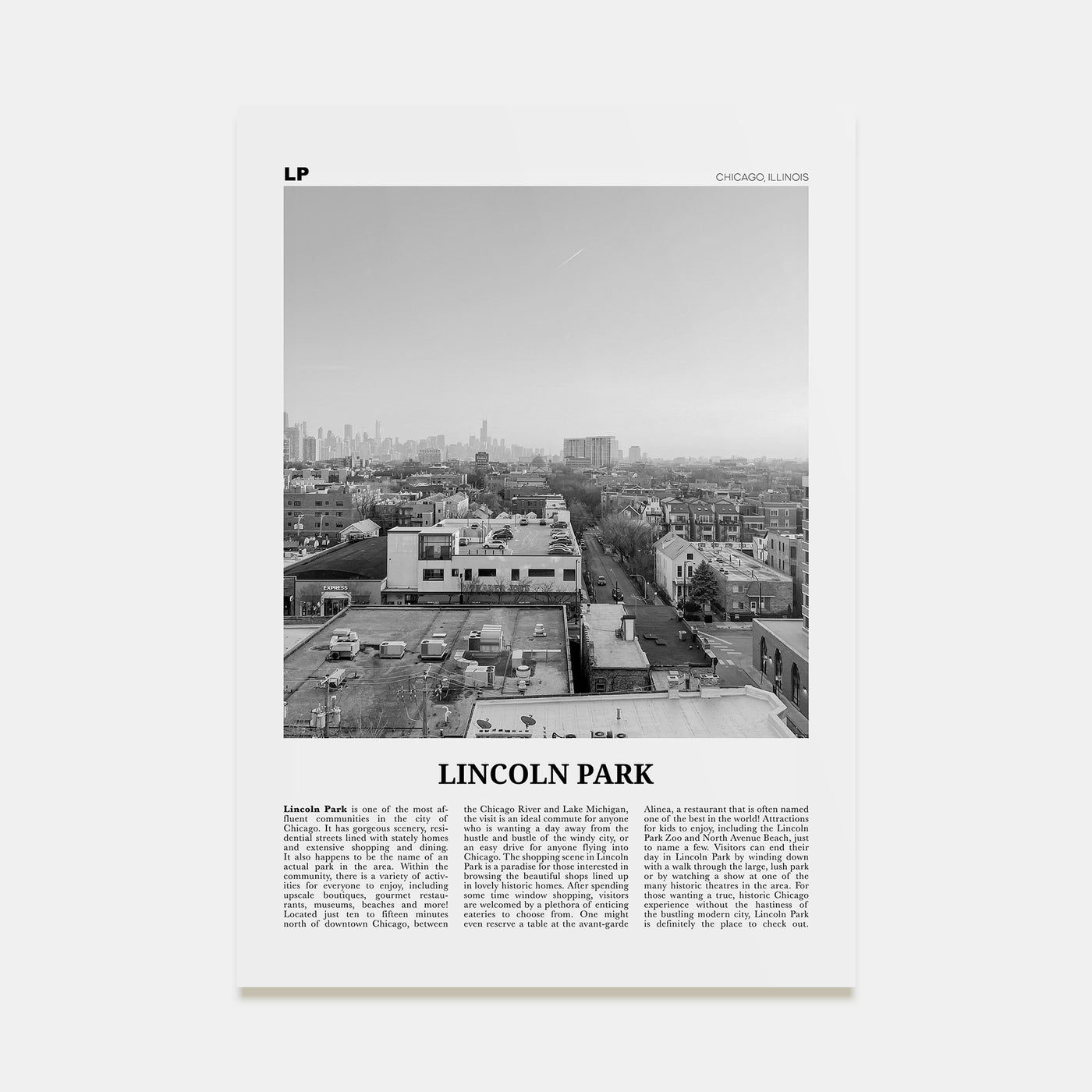 Lincoln Park Travel B&W No 2 Poster