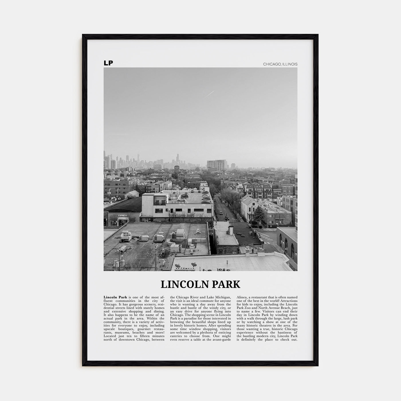 Lincoln Park Travel B&W No 2 Poster