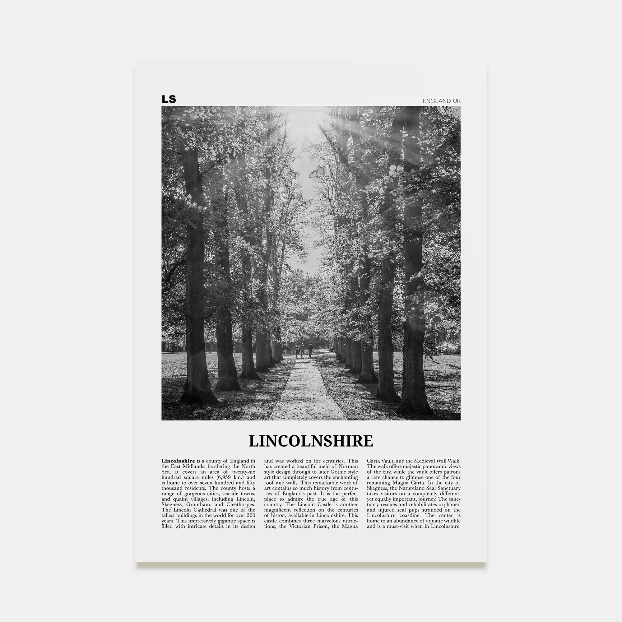 Lincolnshire Travel B&W Poster