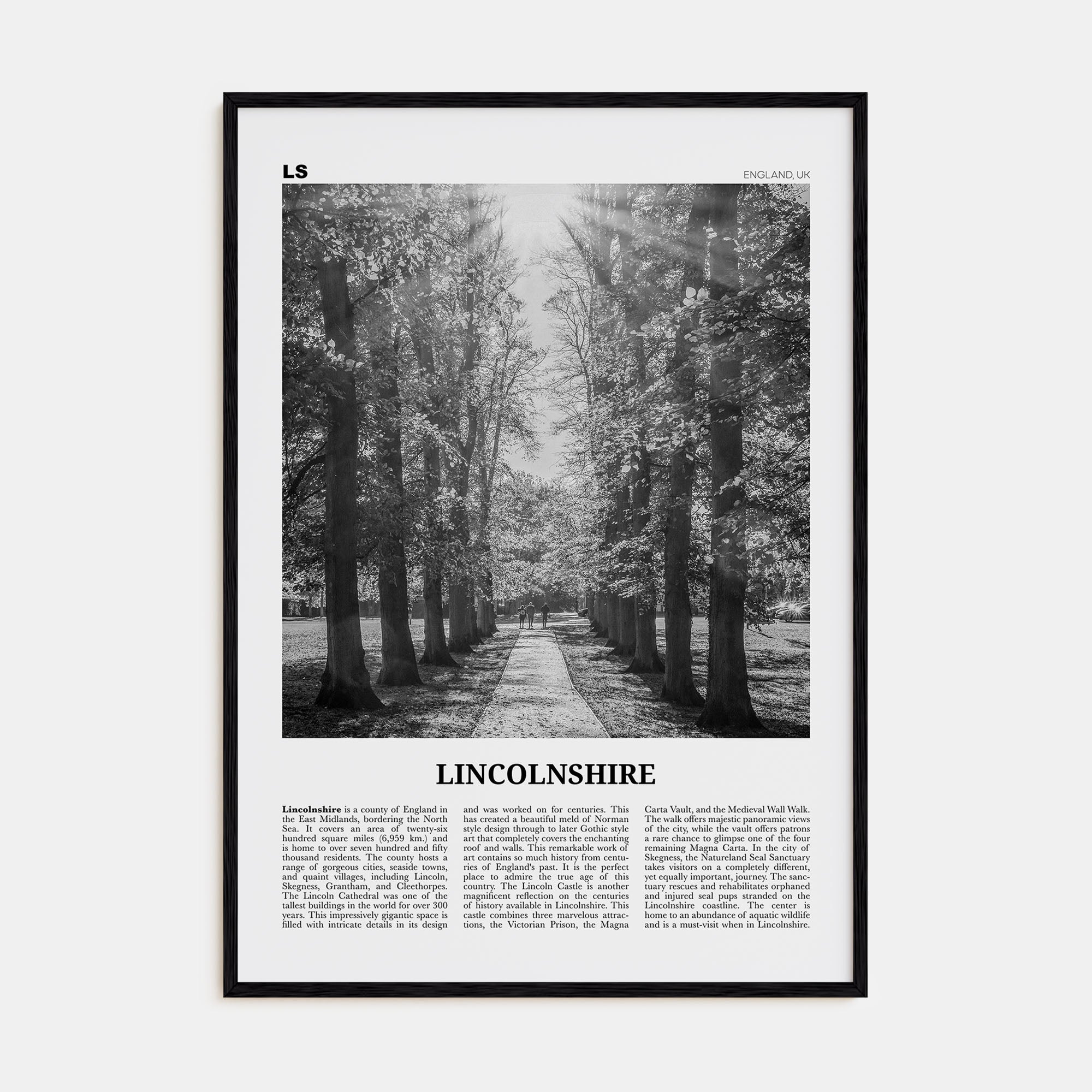 Lincolnshire Travel B&W Poster