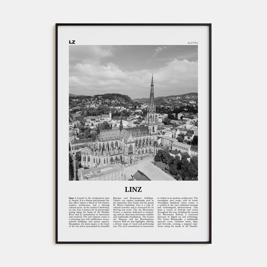 Linz Travel B&W Poster