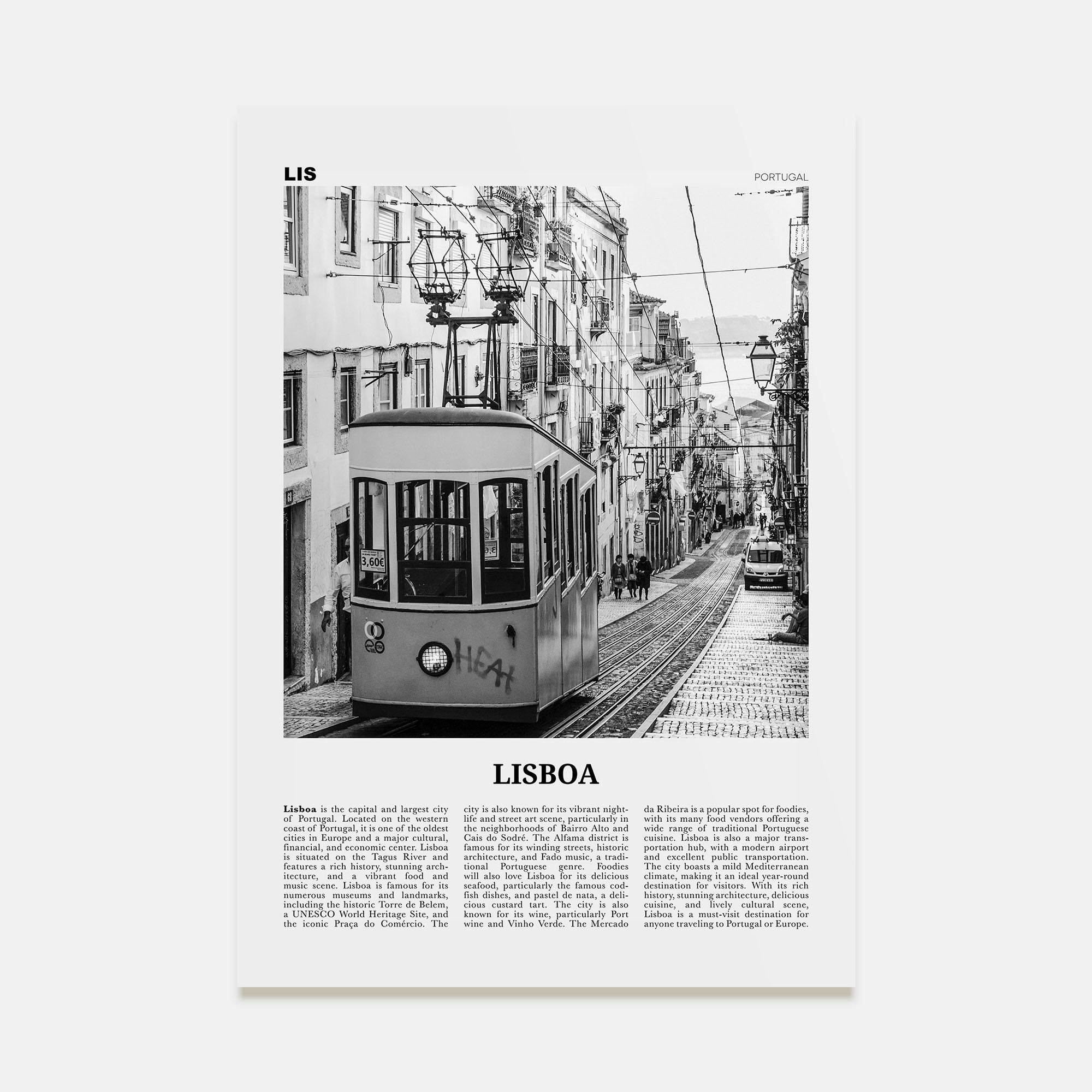 Lisboa Travel B&W Poster