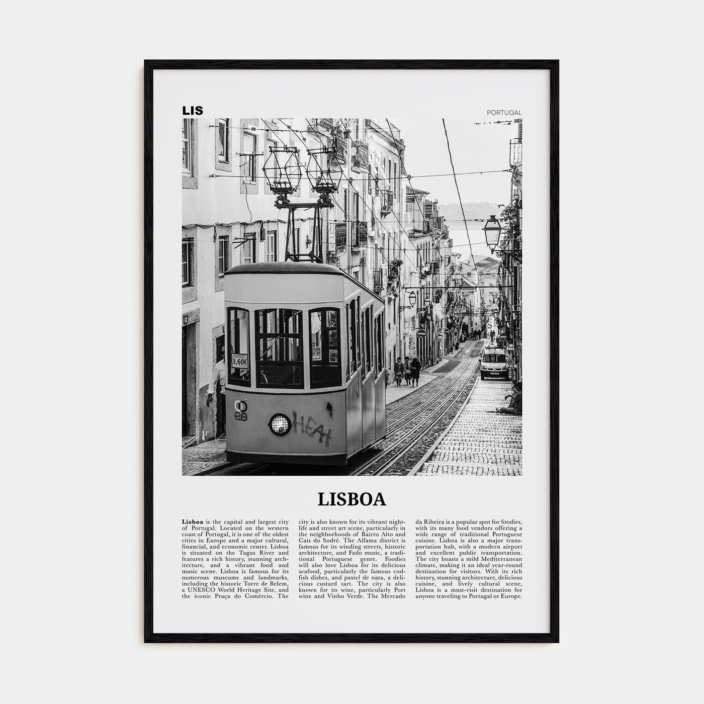 Lisboa Travel B&W Poster