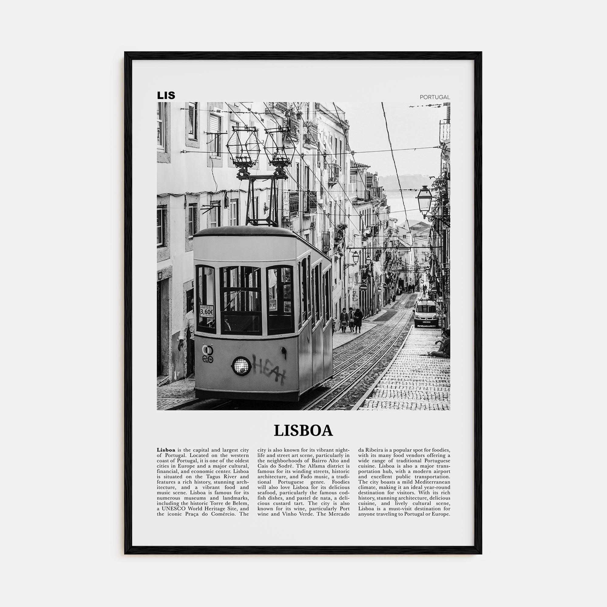Lisboa Travel B&W Poster