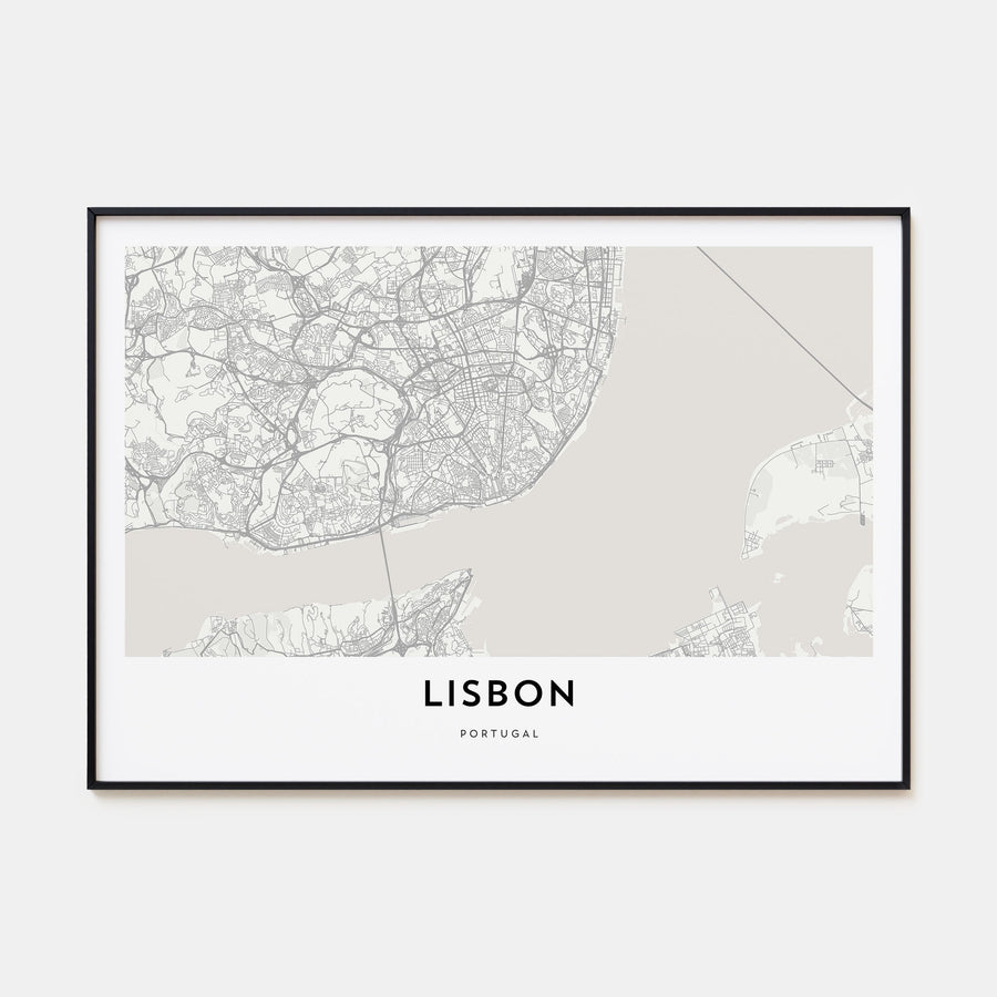 Lisbon Map Landscape Poster