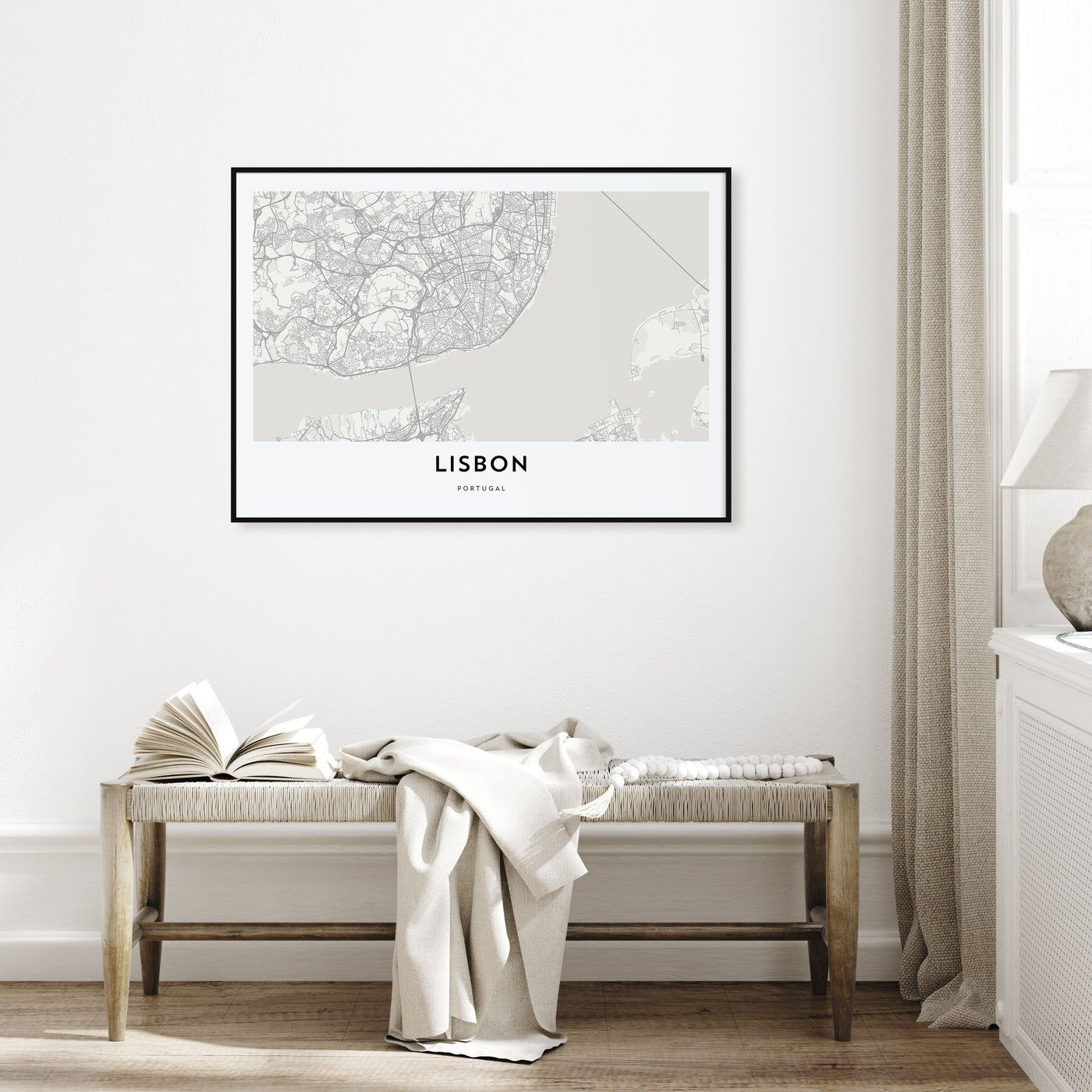 Lisbon Map Landscape Poster