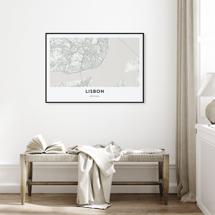 Lisbon Map Landscape Poster