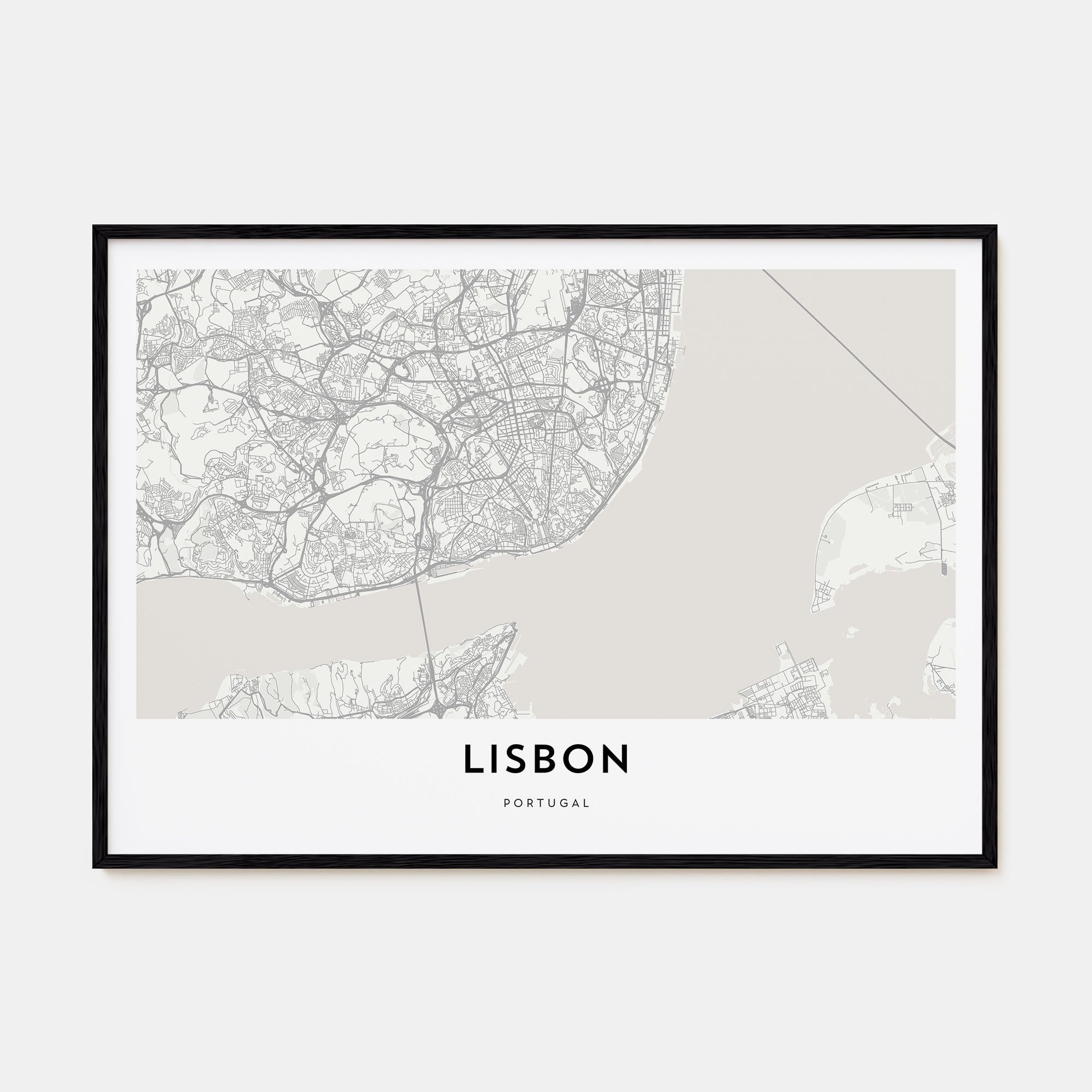 Lisbon Map Landscape Poster