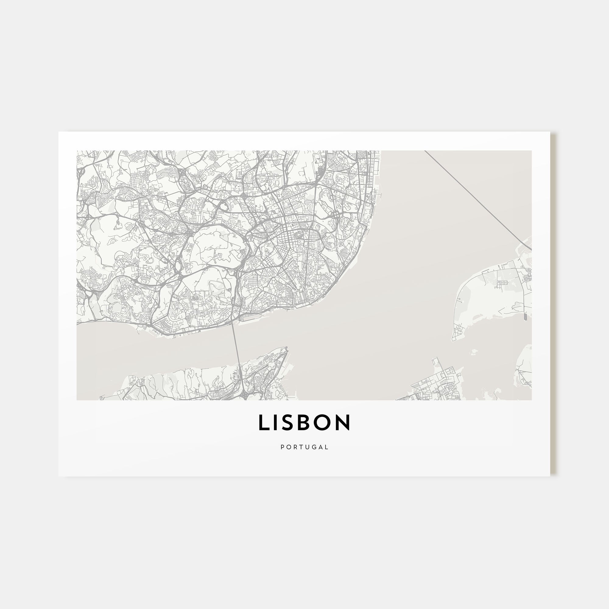 Lisbon Map Landscape Poster