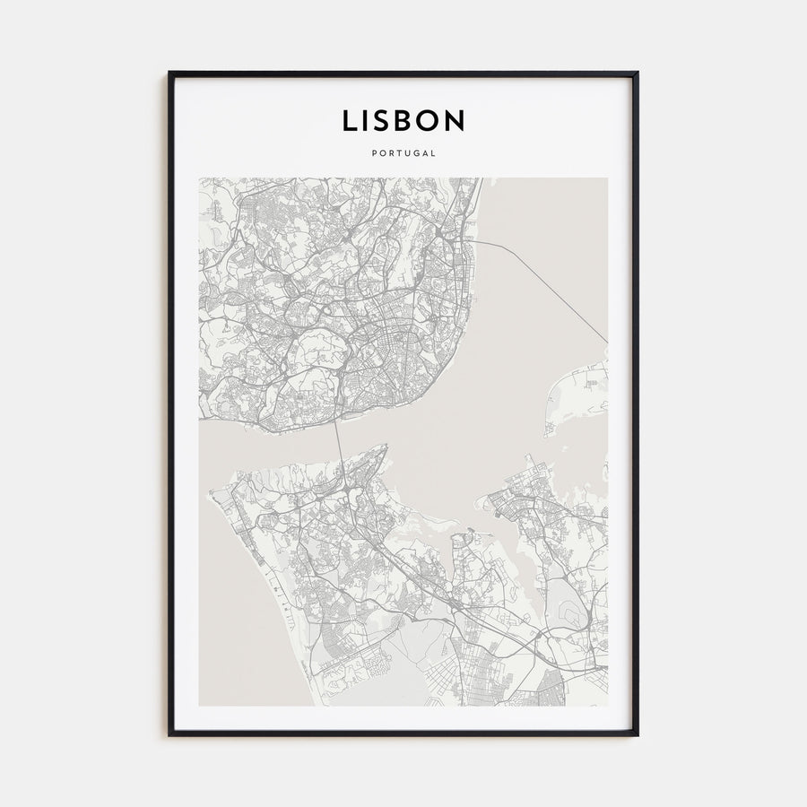 Lisbon Map Portrait Poster