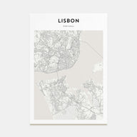 Lisbon Map Portrait Poster