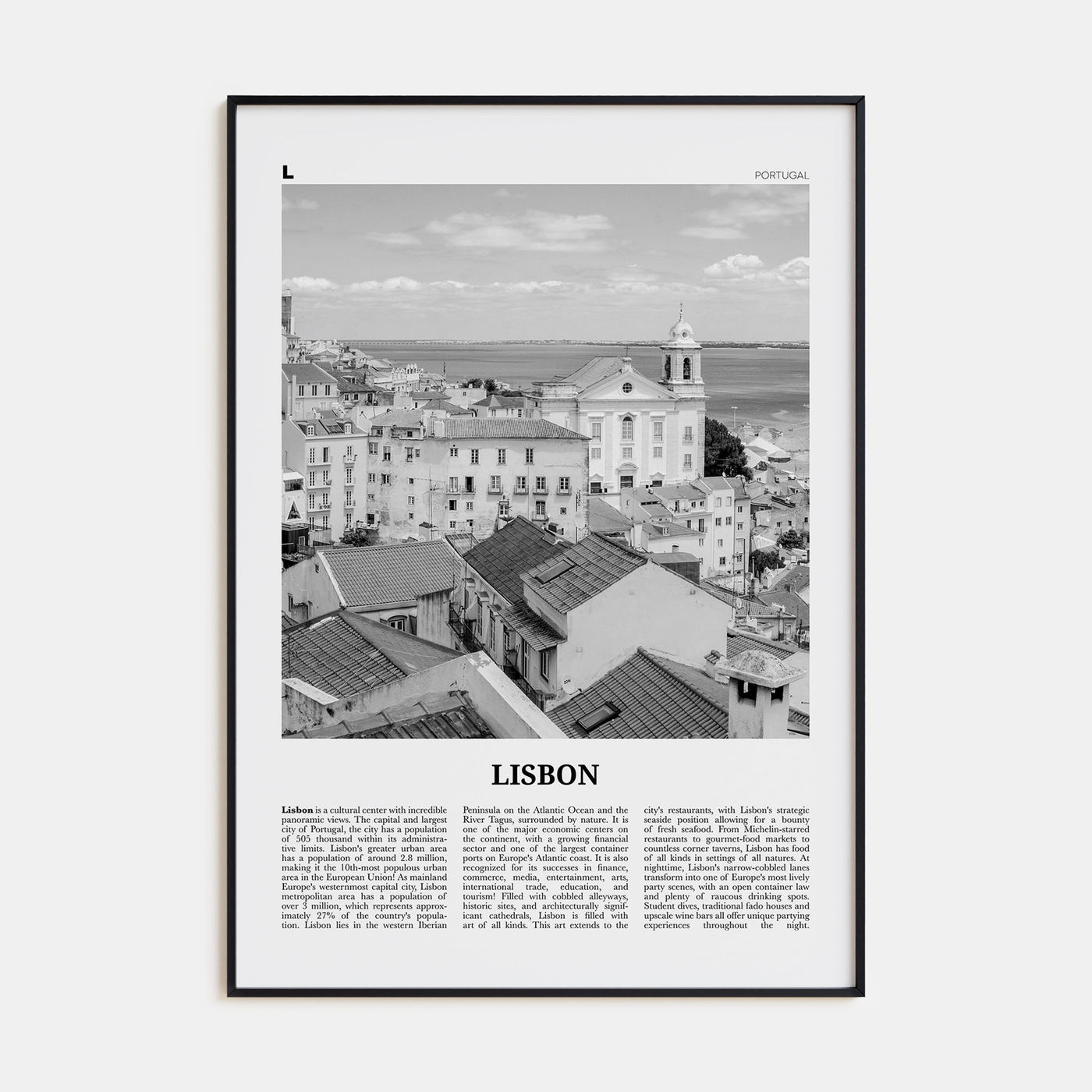 Lisbon Travel B&W No 2 Poster