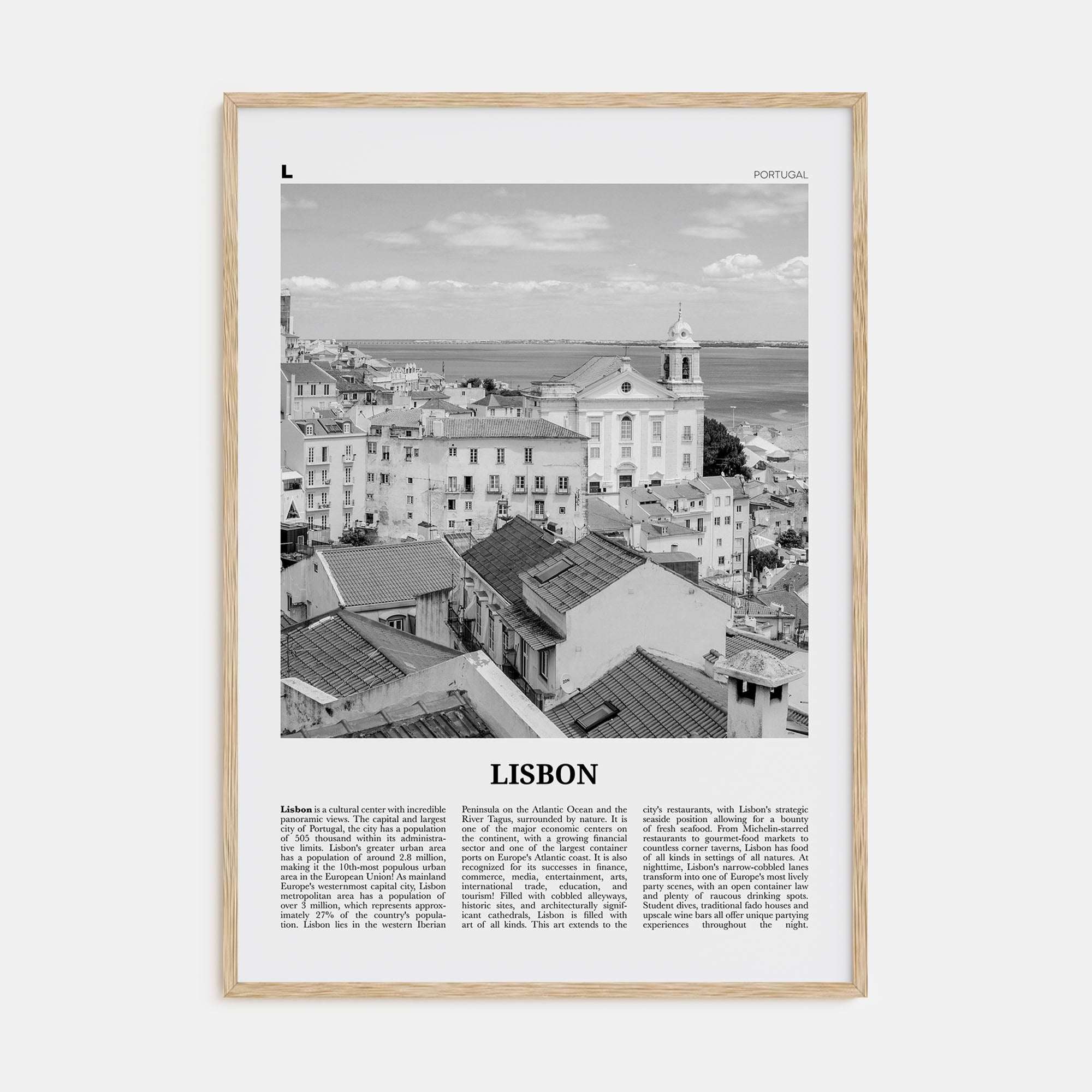 Lisbon Travel B&W No 2 Poster