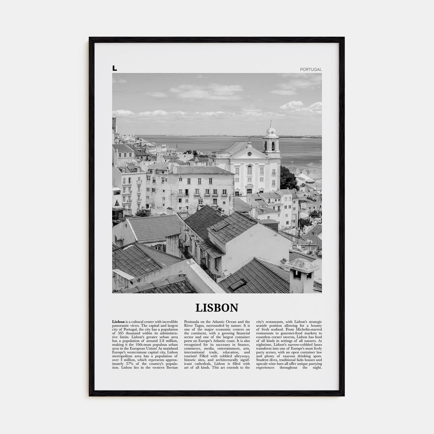 Lisbon Travel B&W No 2 Poster