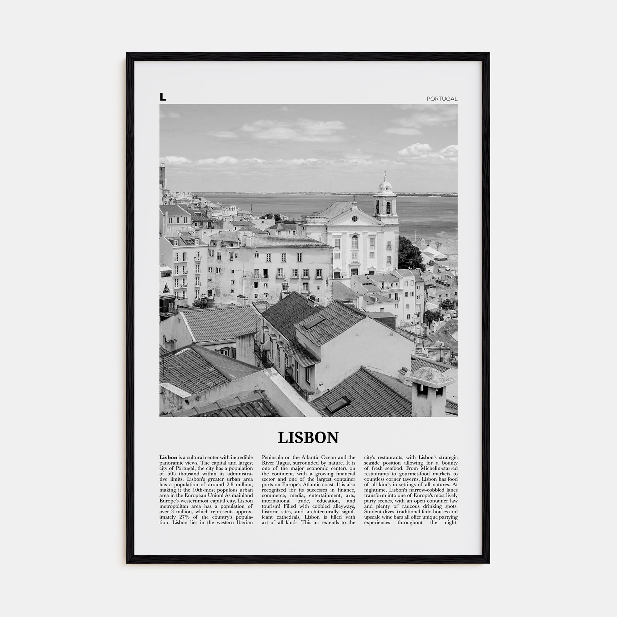 Lisbon Travel B&W No 2 Poster