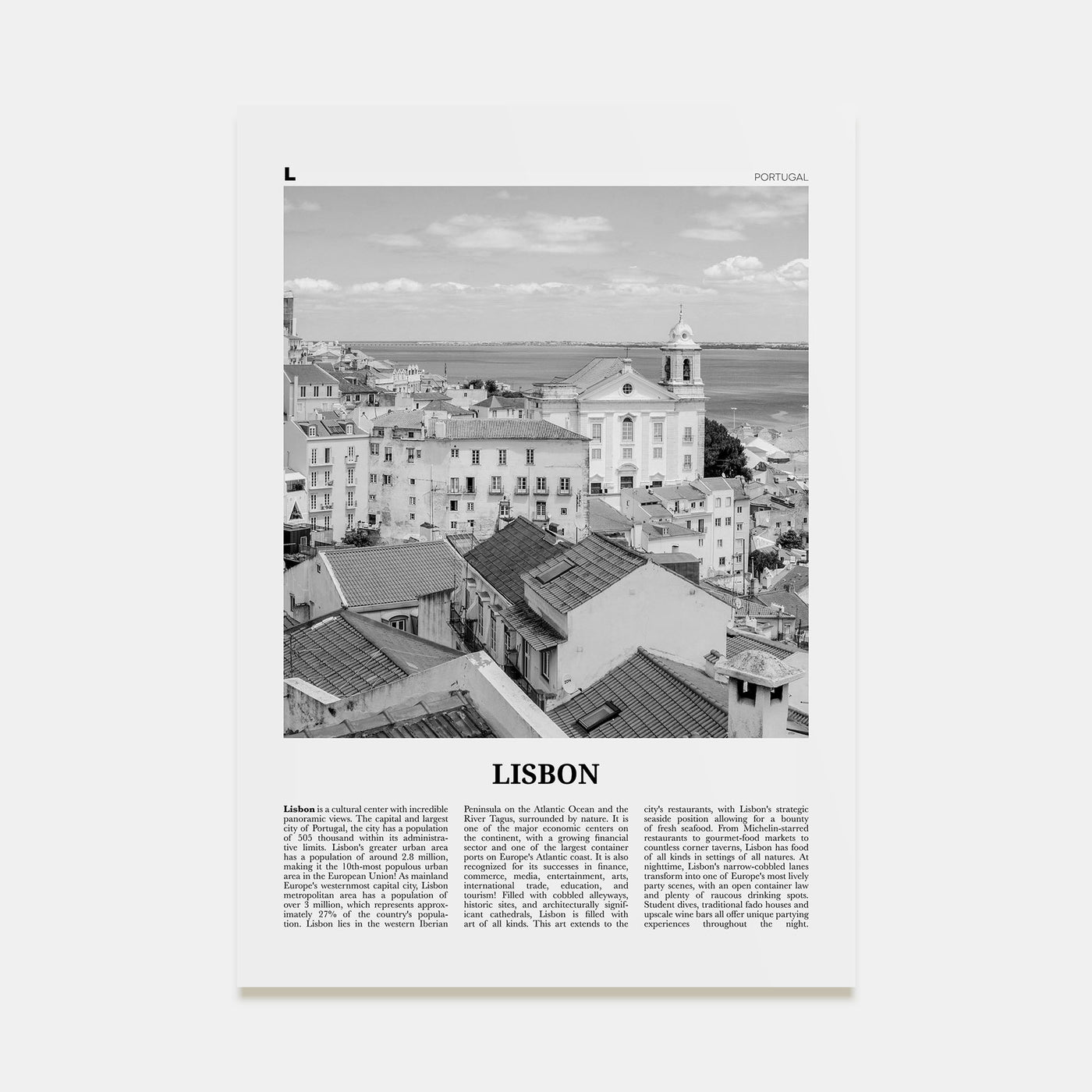Lisbon Travel B&W No 2 Poster