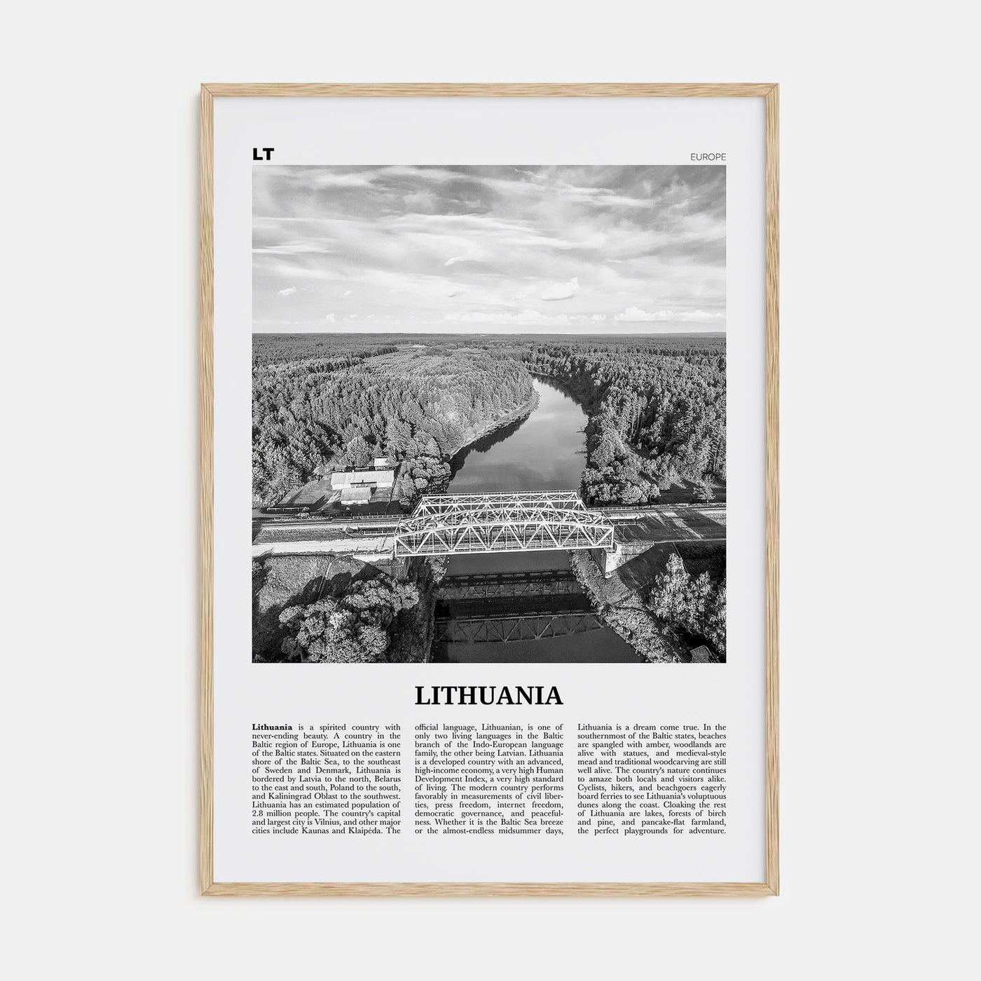 Lithuania Travel B&W Poster