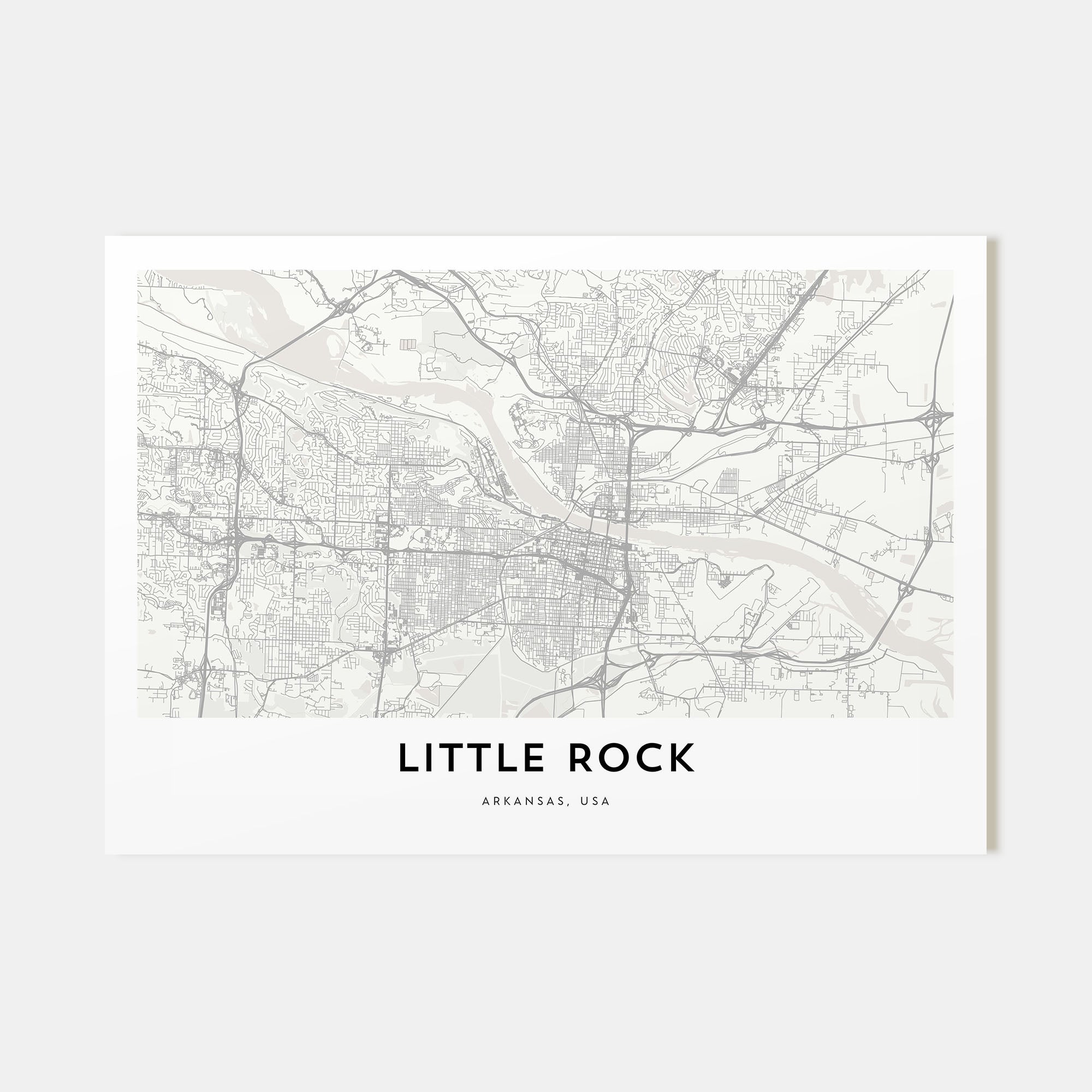 Little Rock Map Landscape Poster