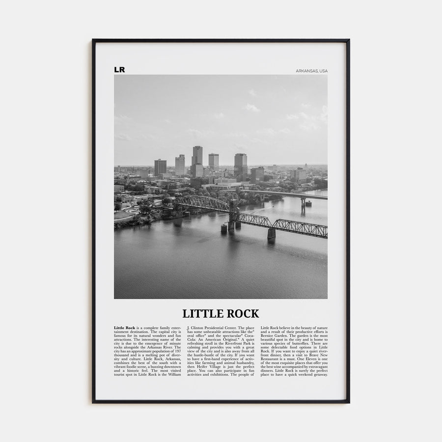 Little Rock Travel B&W Poster