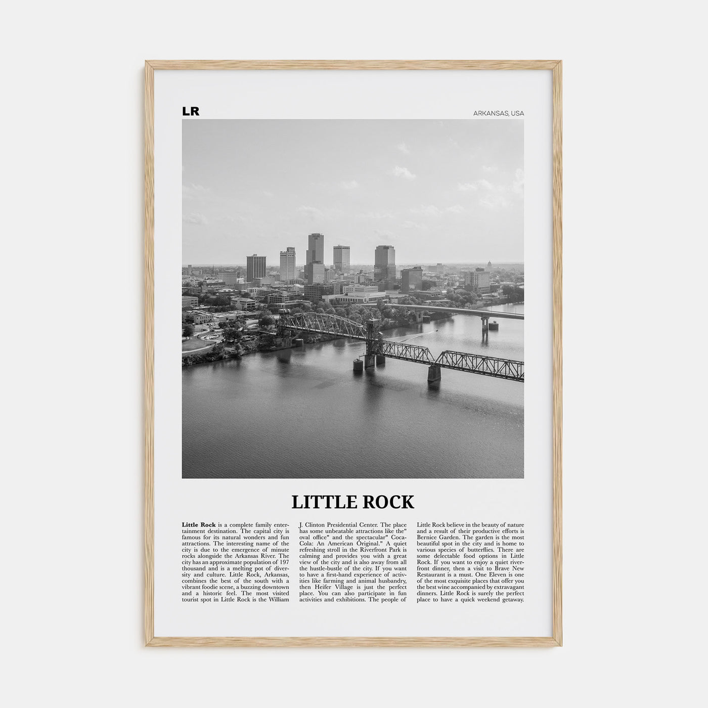 Little Rock Travel B&W Poster