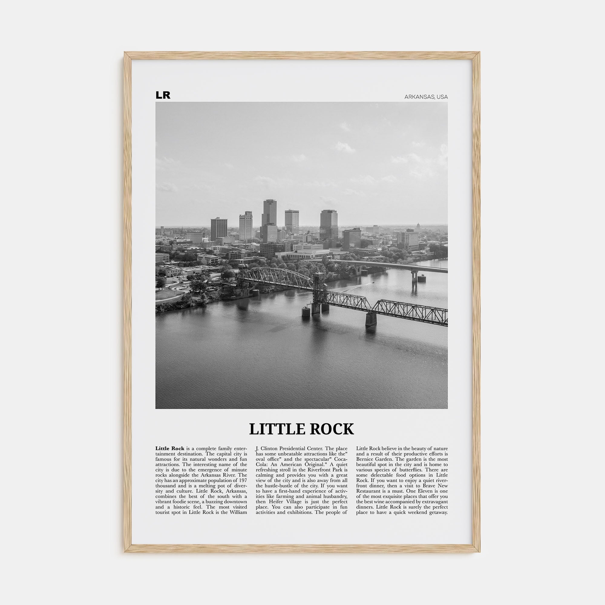 Little Rock Travel B&W Poster