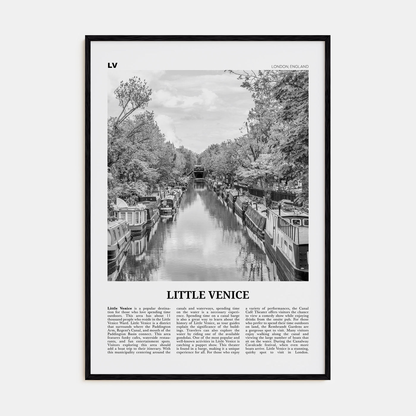 Little Venice, London Travel B&W Poster