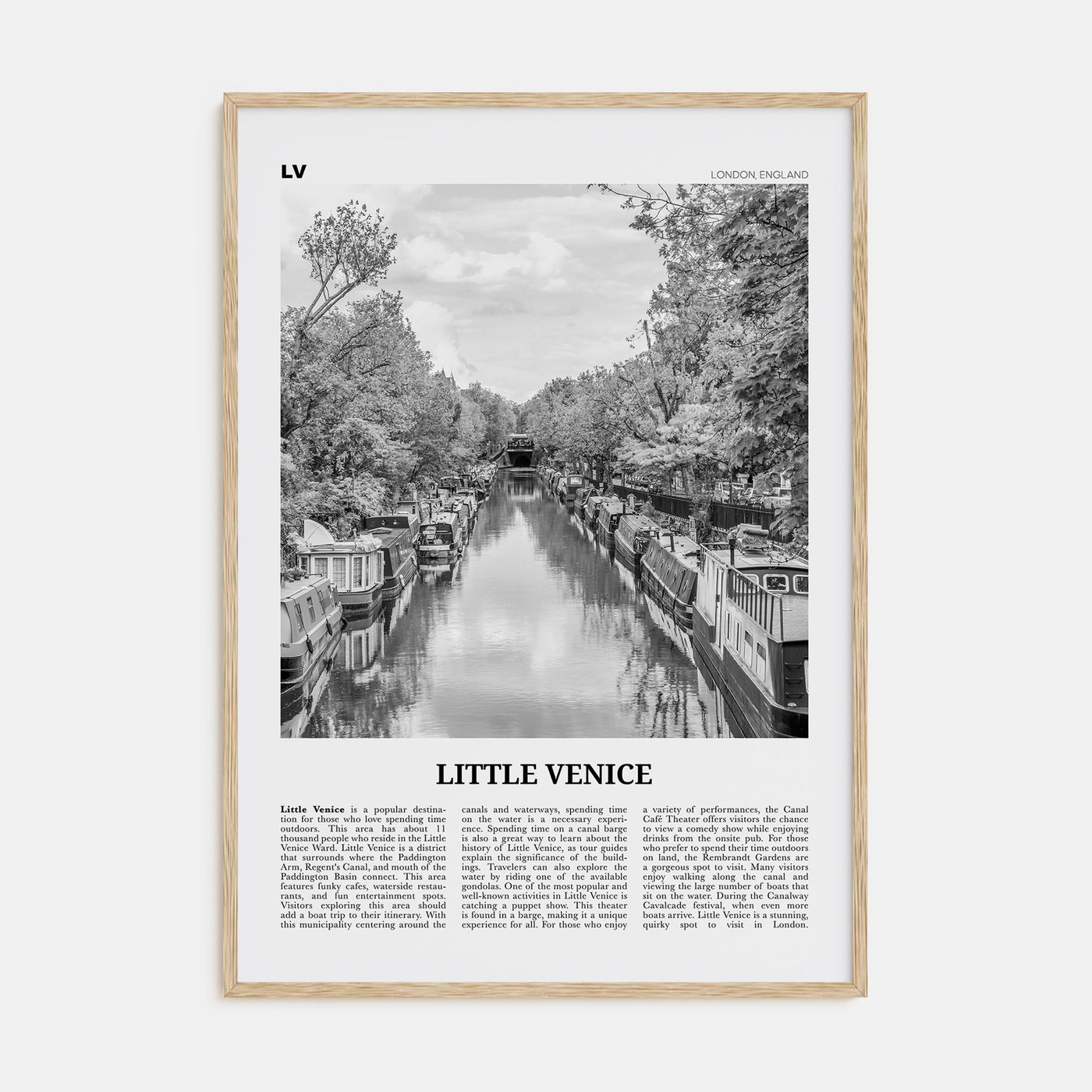 Little Venice, London Travel B&W Poster
