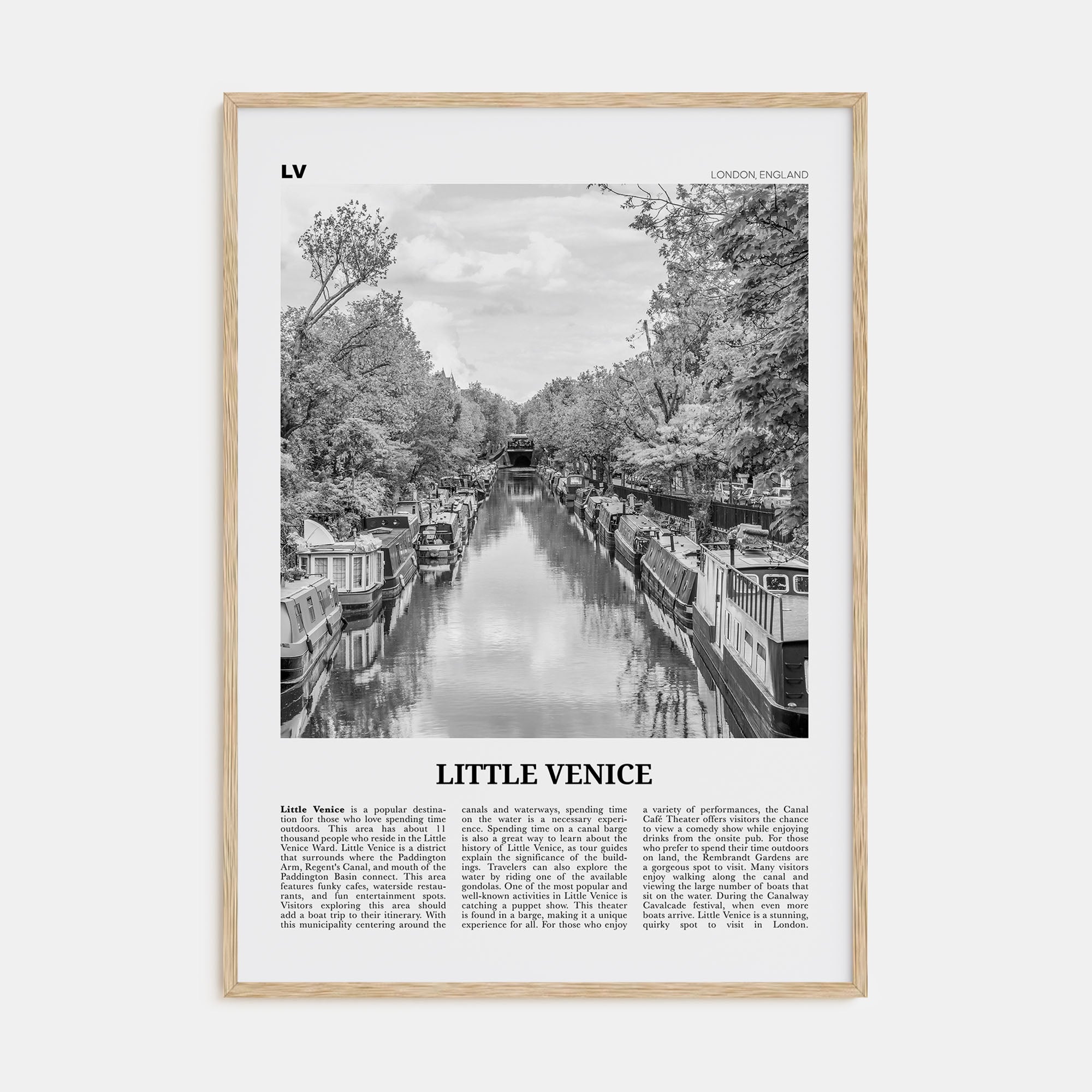 Little Venice, London Travel B&W Poster