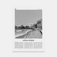 Little Venice, Mykonos Travel B&W Poster