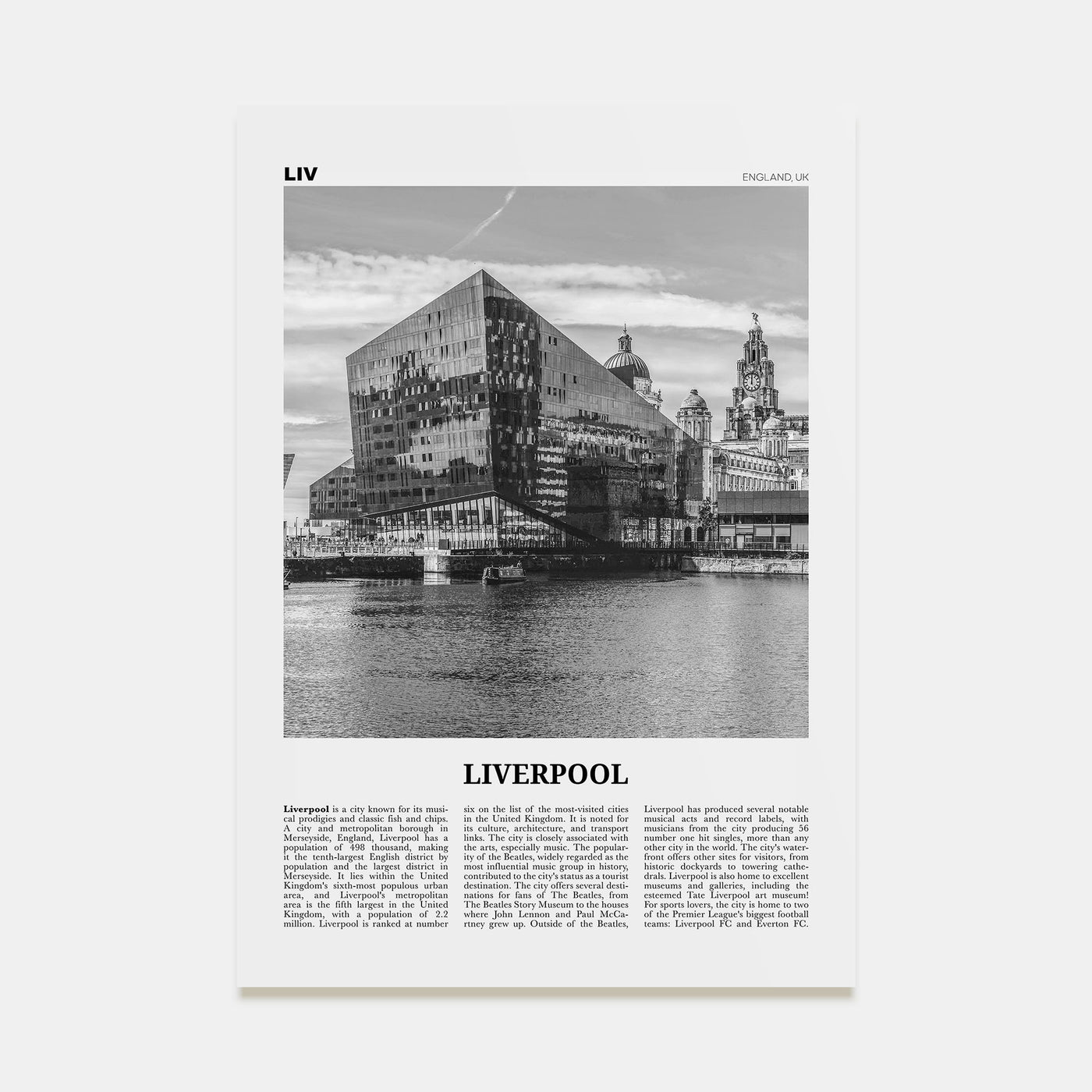 Liverpool Travel B&W Poster