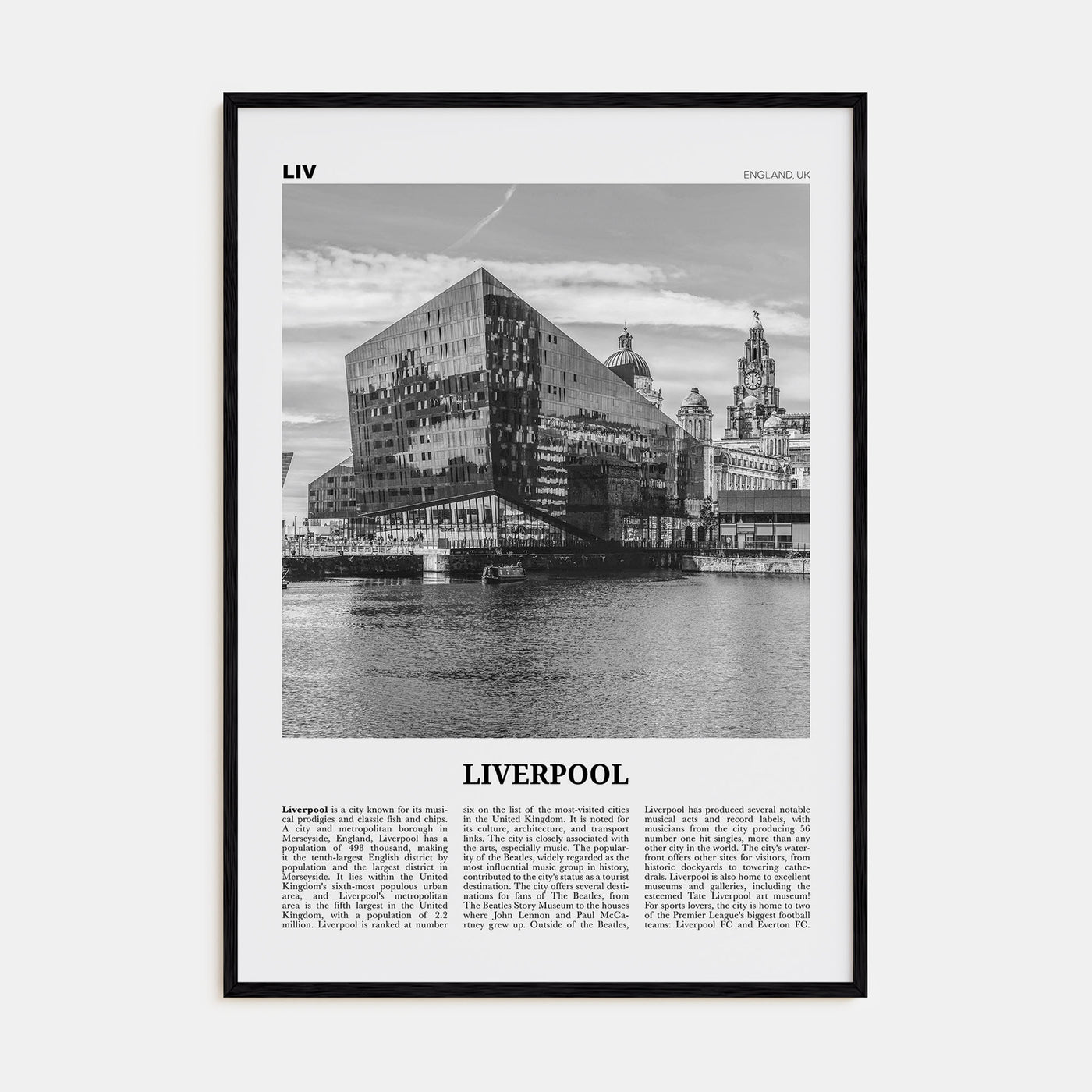 Liverpool Travel B&W Poster