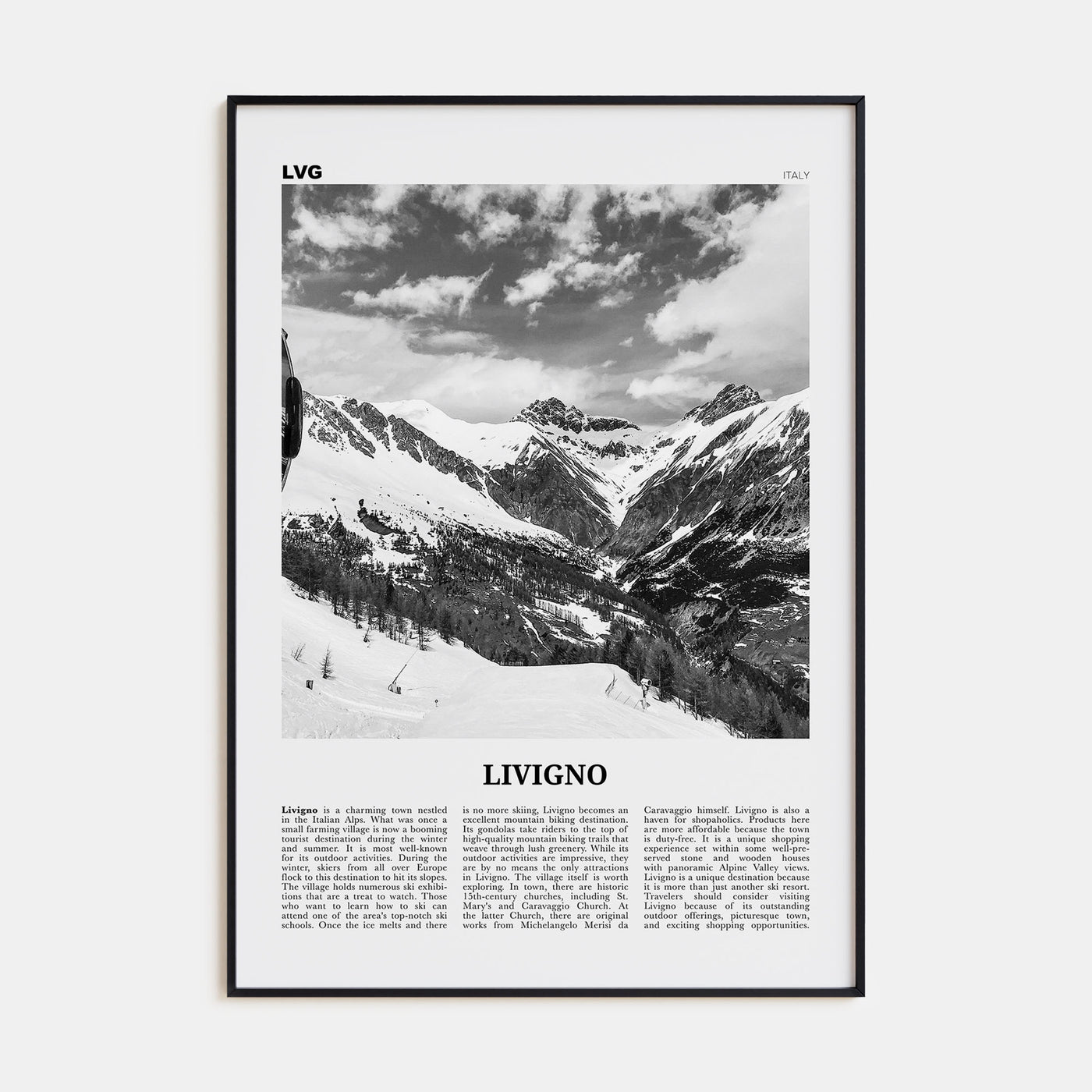 Livigno Travel B&W Poster
