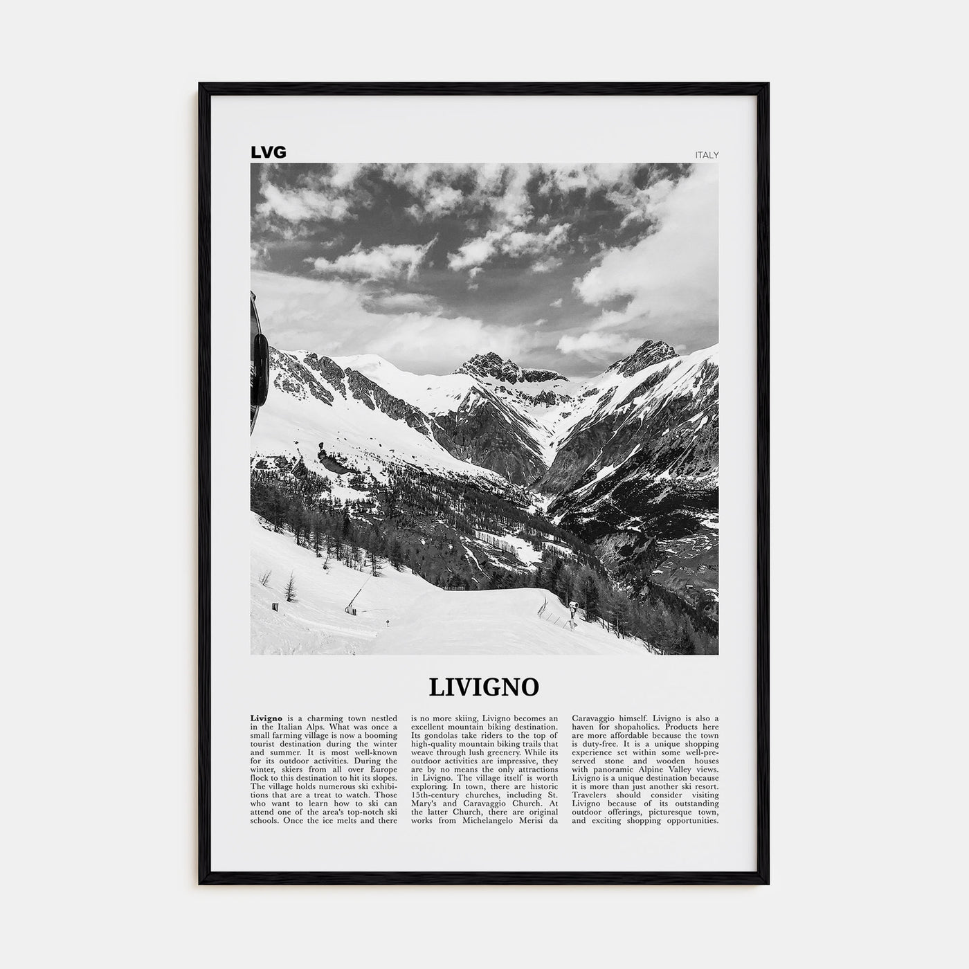 Livigno Travel B&W Poster