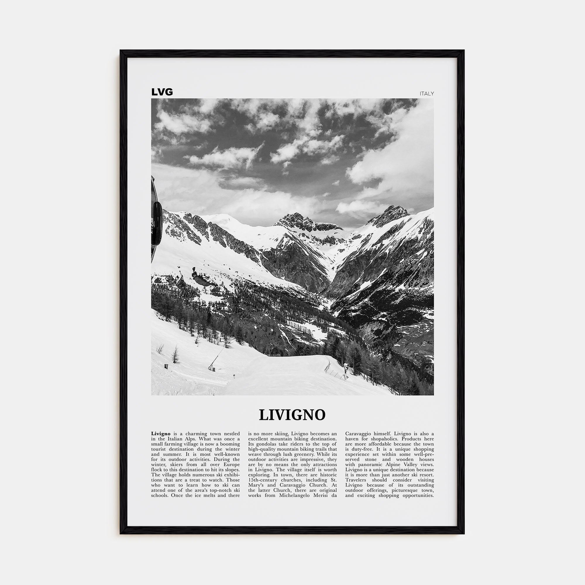 Livigno Travel B&W Poster