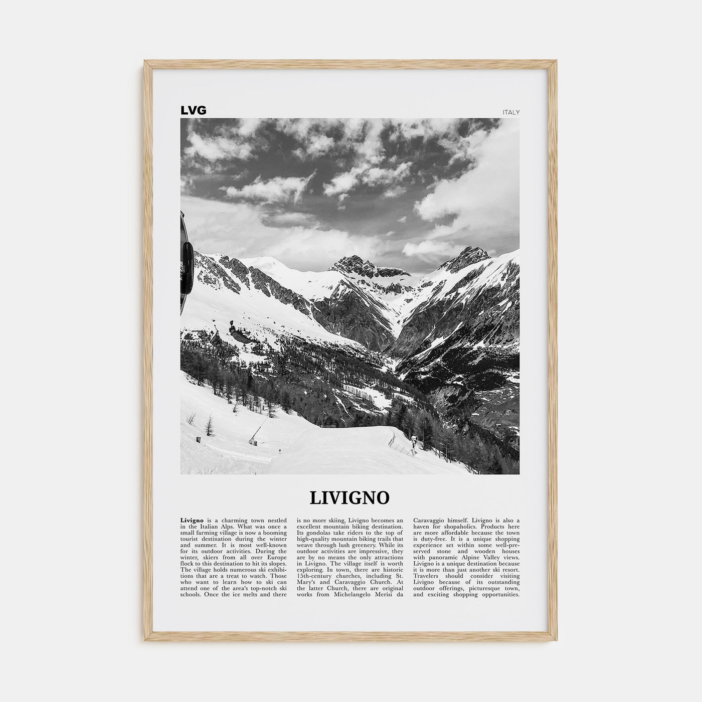 Livigno Travel B&W Poster