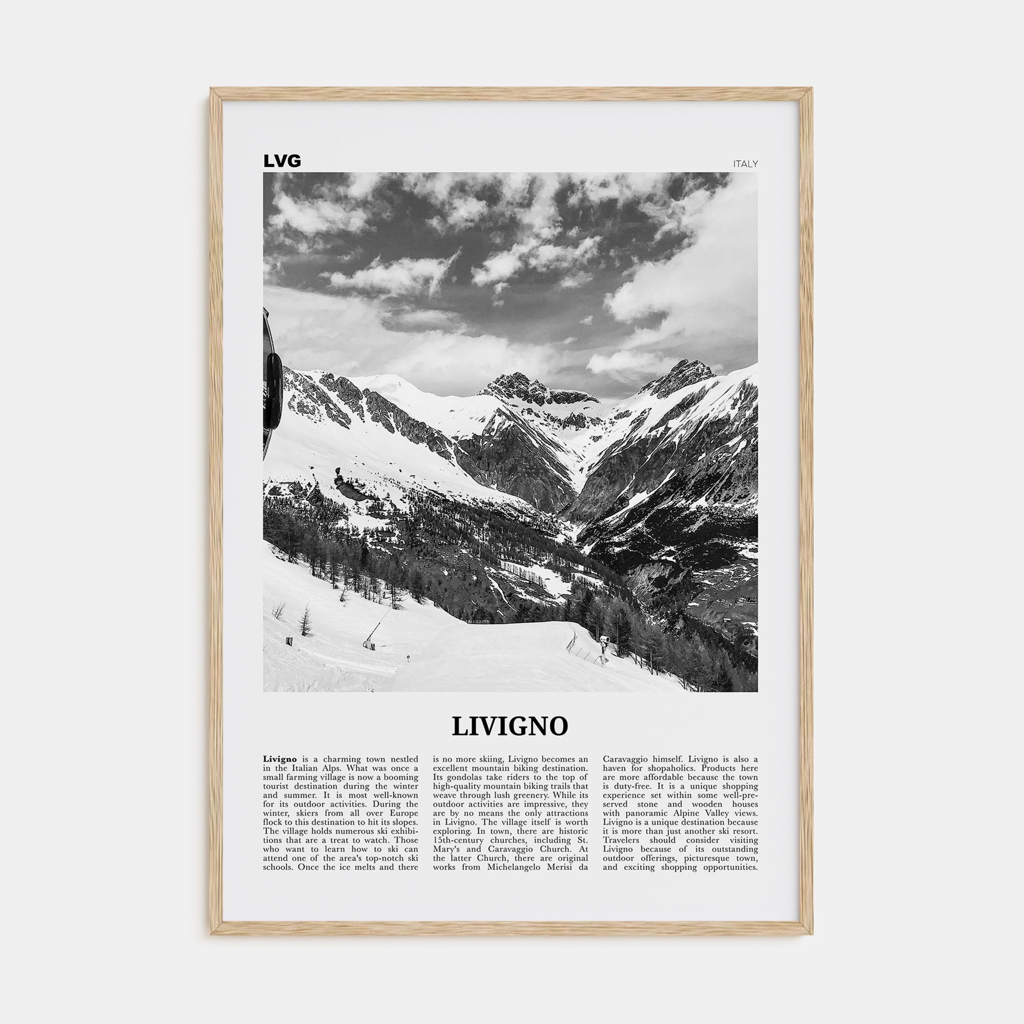Livigno Travel B&W Poster