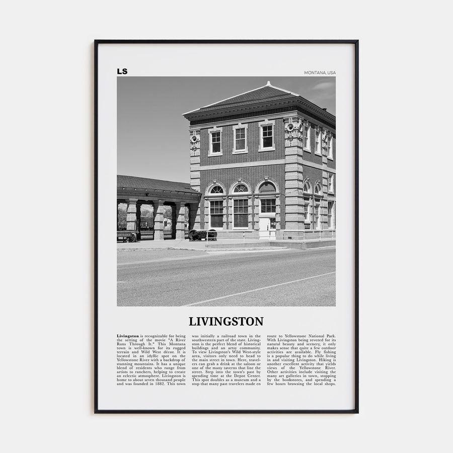 Livingston Travel B&W Poster