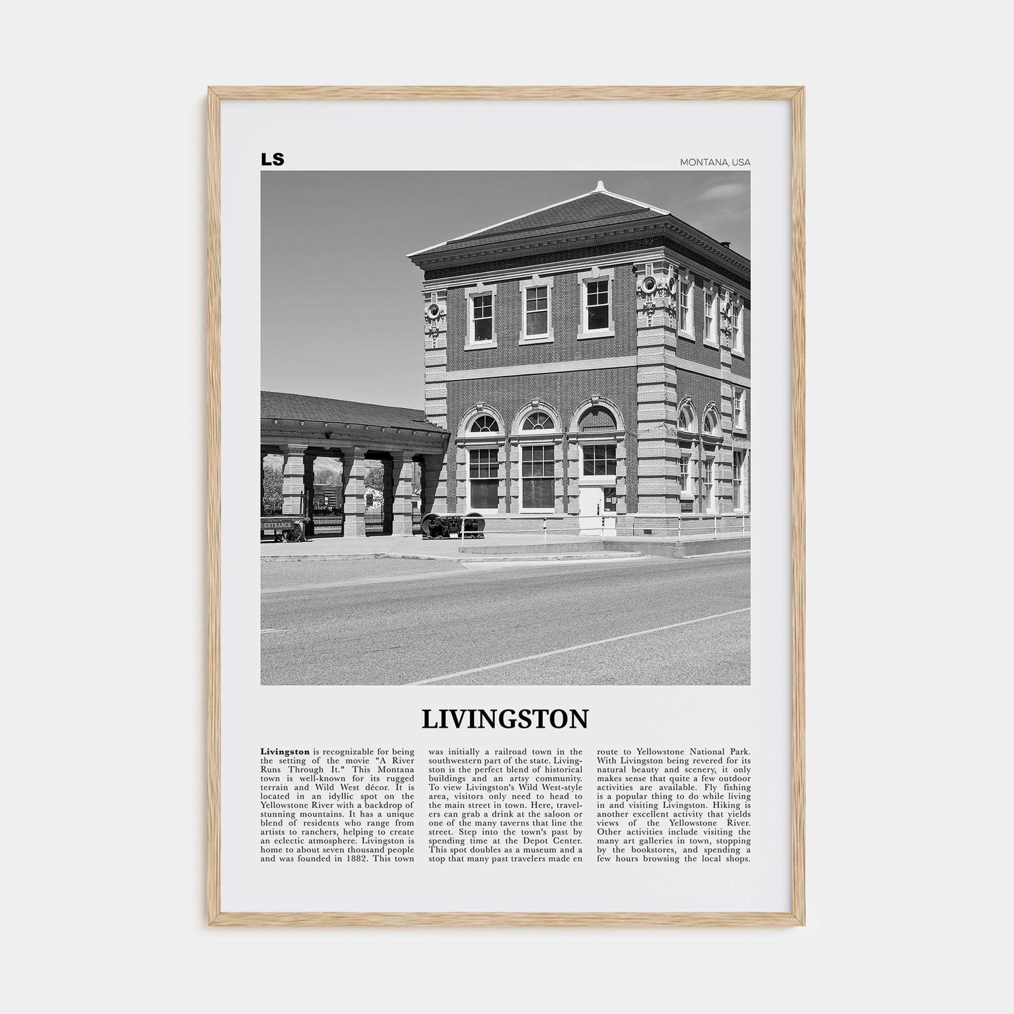 Livingston Travel B&W Poster