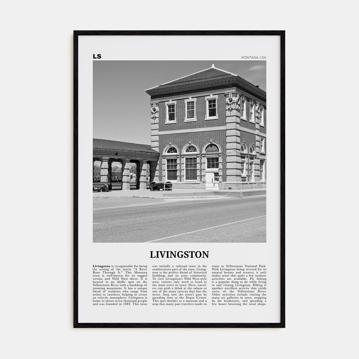Livingston Travel B&W Poster